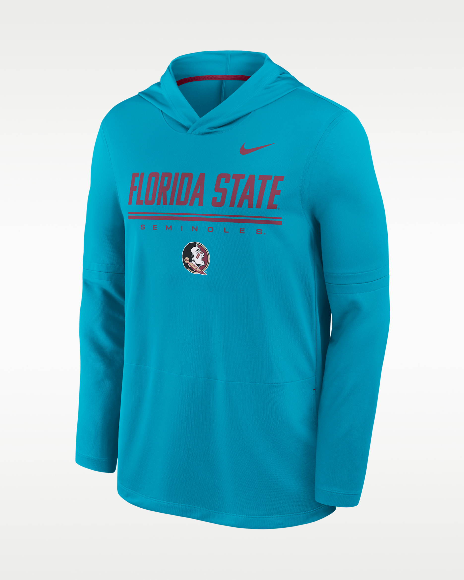 Florida State Sideline Men's Nike Dri-FIT College Long-Sleeve Hooded Top - Dark Turquoise/Team Maroon