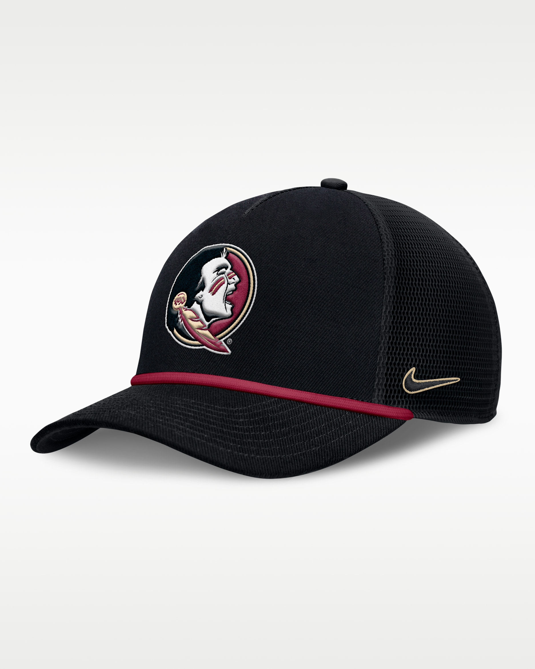 Florida State Primetime Rise Men's Nike College Trucker Adjustable Hat - Black