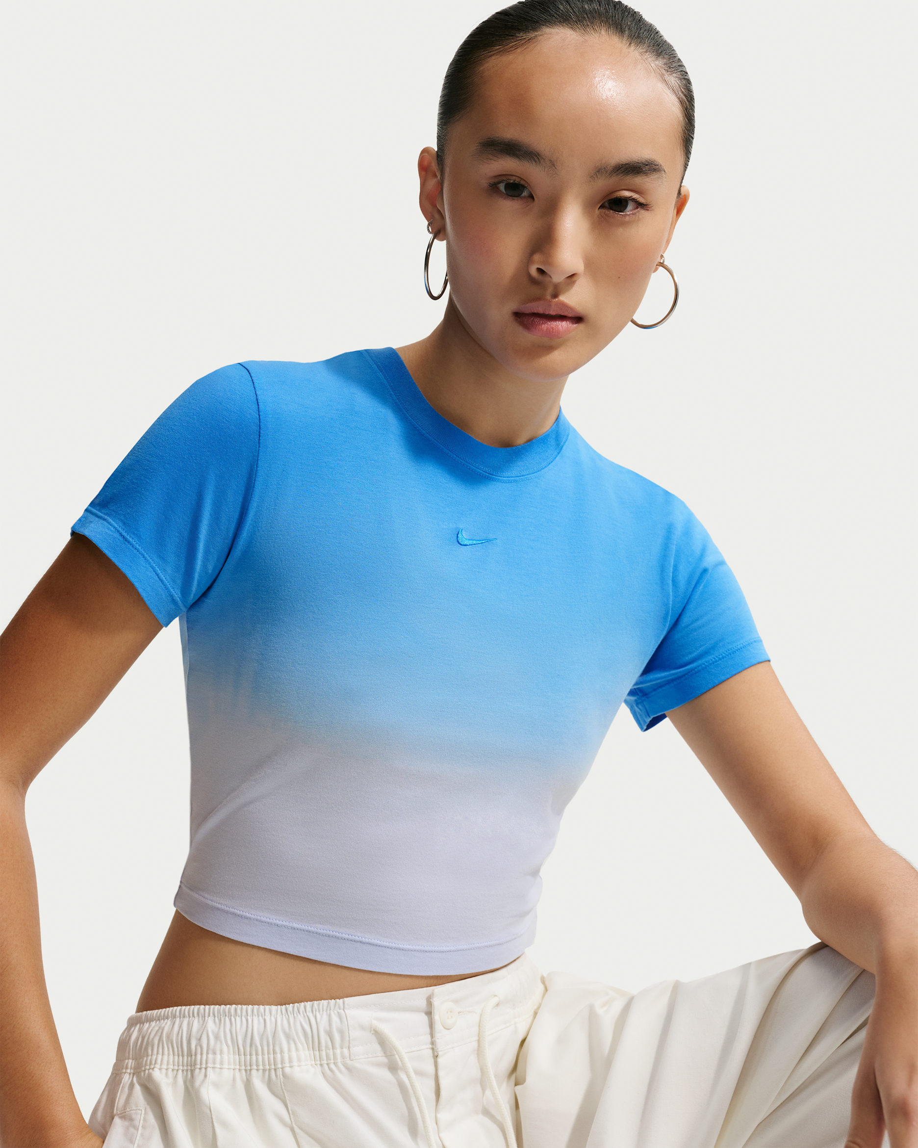 Nike Sportswear Chill Knit Women's Slim Cropped T-Shirt - Light Photo Blue/Hydrogen Blue