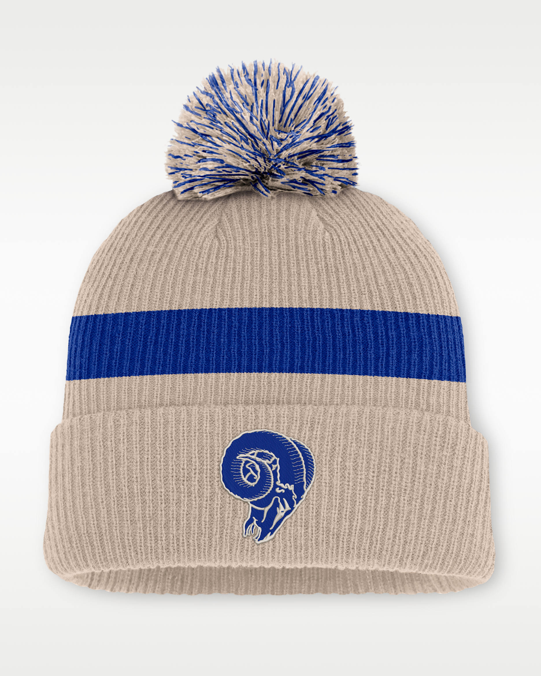 Los Angeles Rams Rewind Peak Men's Nike NFL Cuffed Pom Beanie - Sand