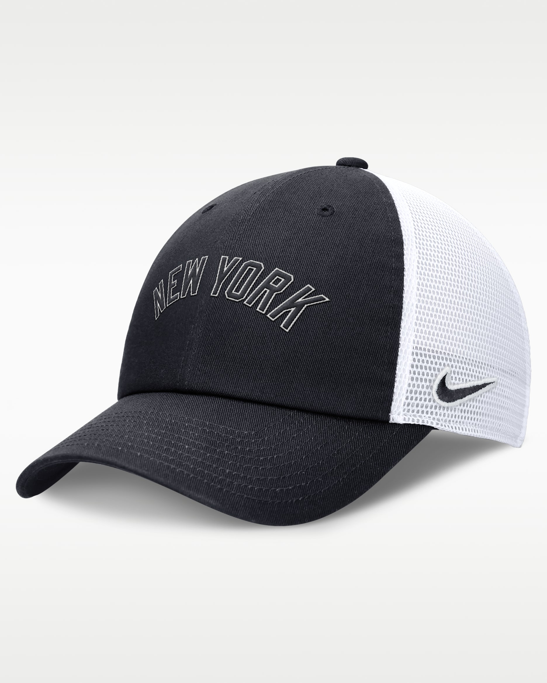 Gorra ajustable Nike de la MLB para hombre New York Yankees Evergreen Wordmark Club - Azul campo de juego/Blanco