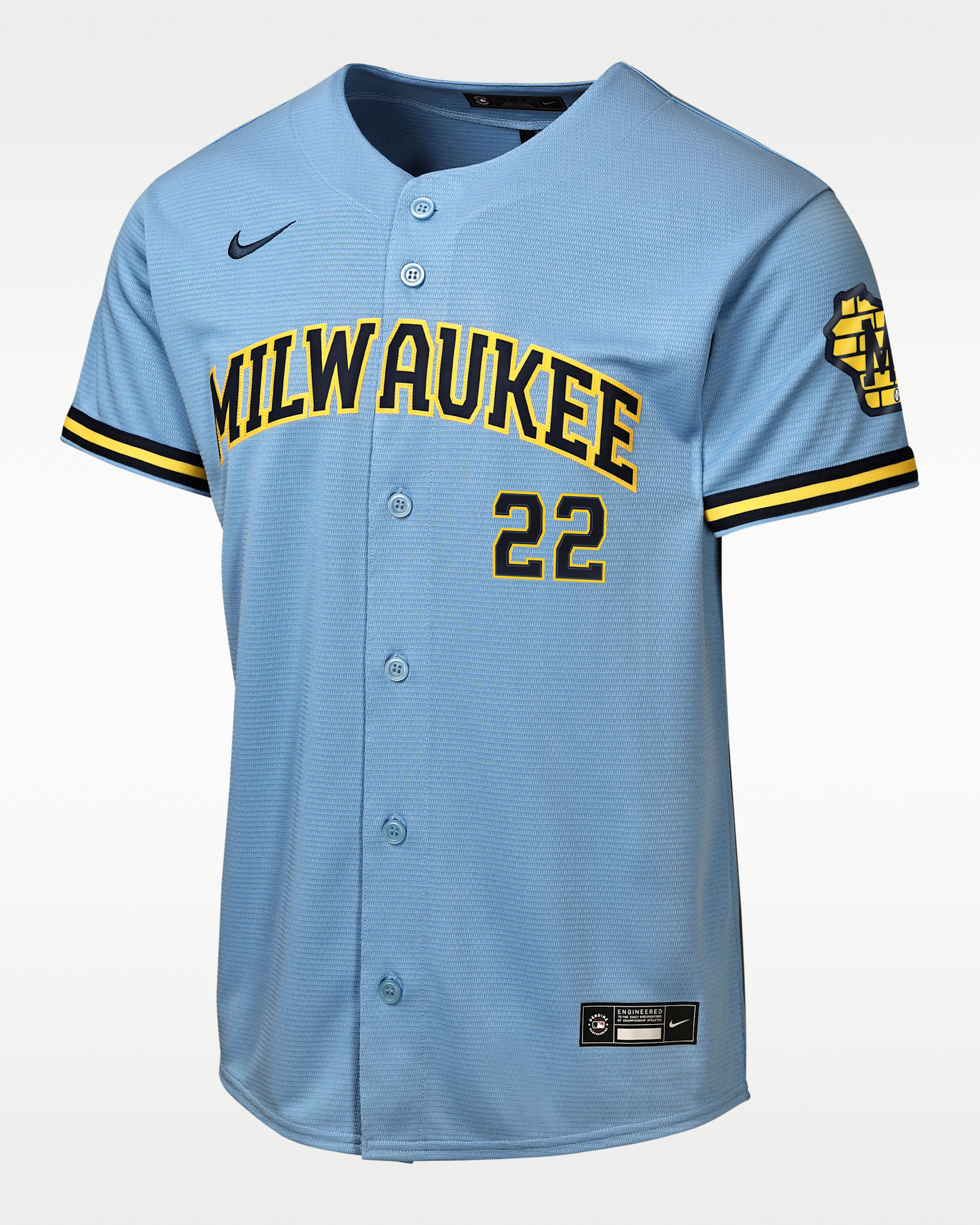 Christian Yelich Milwaukee Brewers Big Kids' Nike MLB Stadium Home Jersey - Navy/Gold