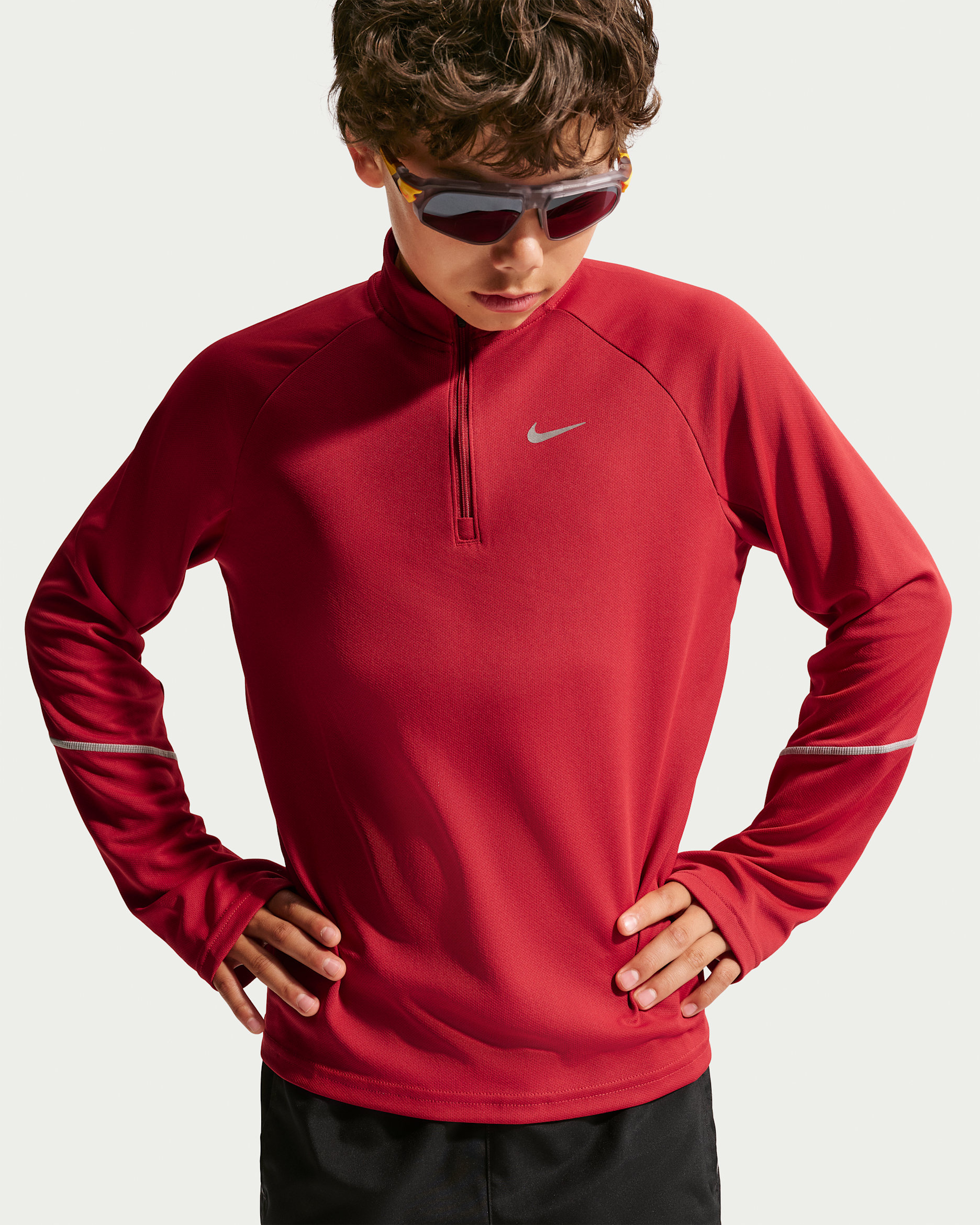 Tröja Nike Miler Dri-FIT med halv dragkedja för ungdom - Tough Red