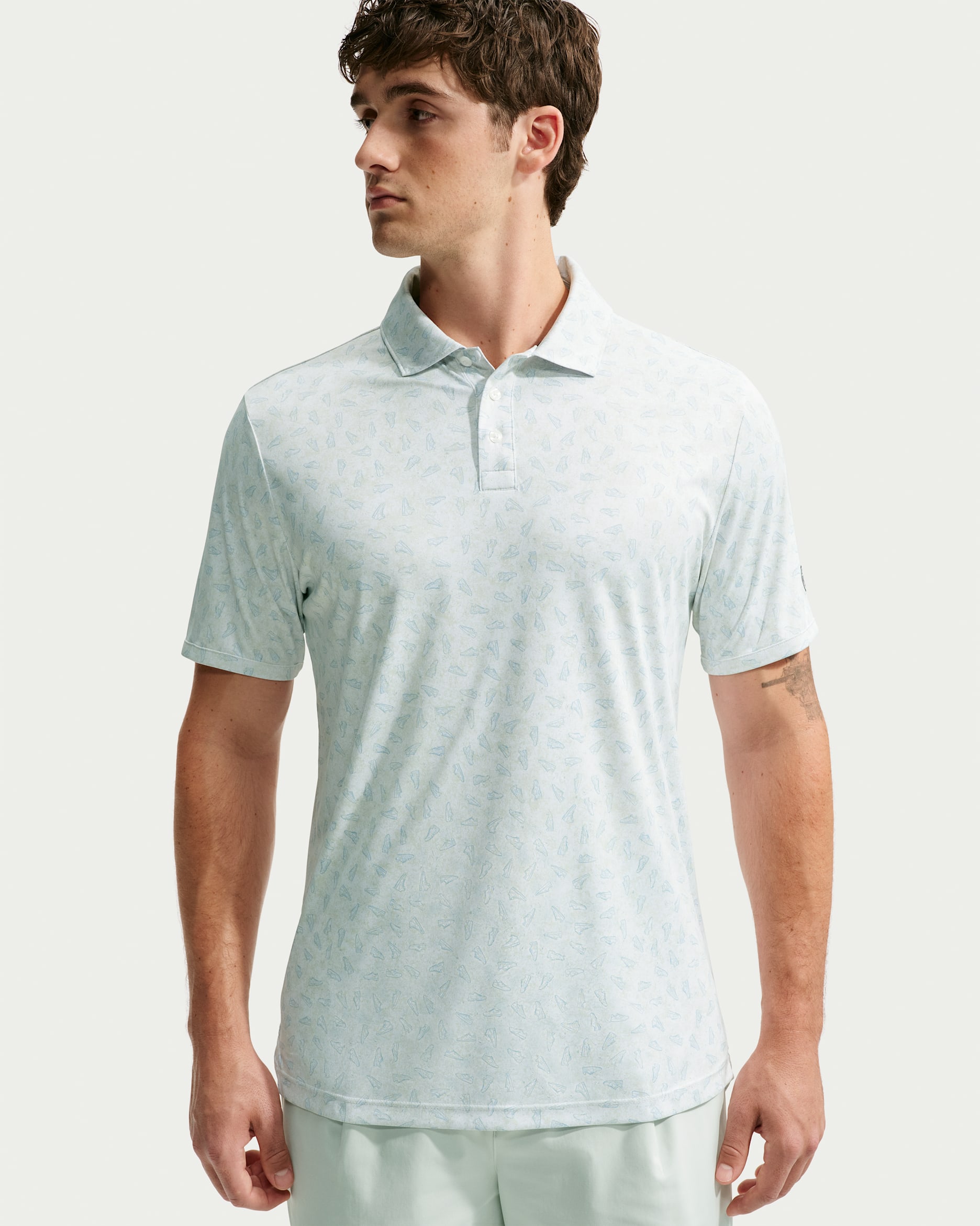 Nike Par Men's Dri-FIT Grass Print Golf Polo - White