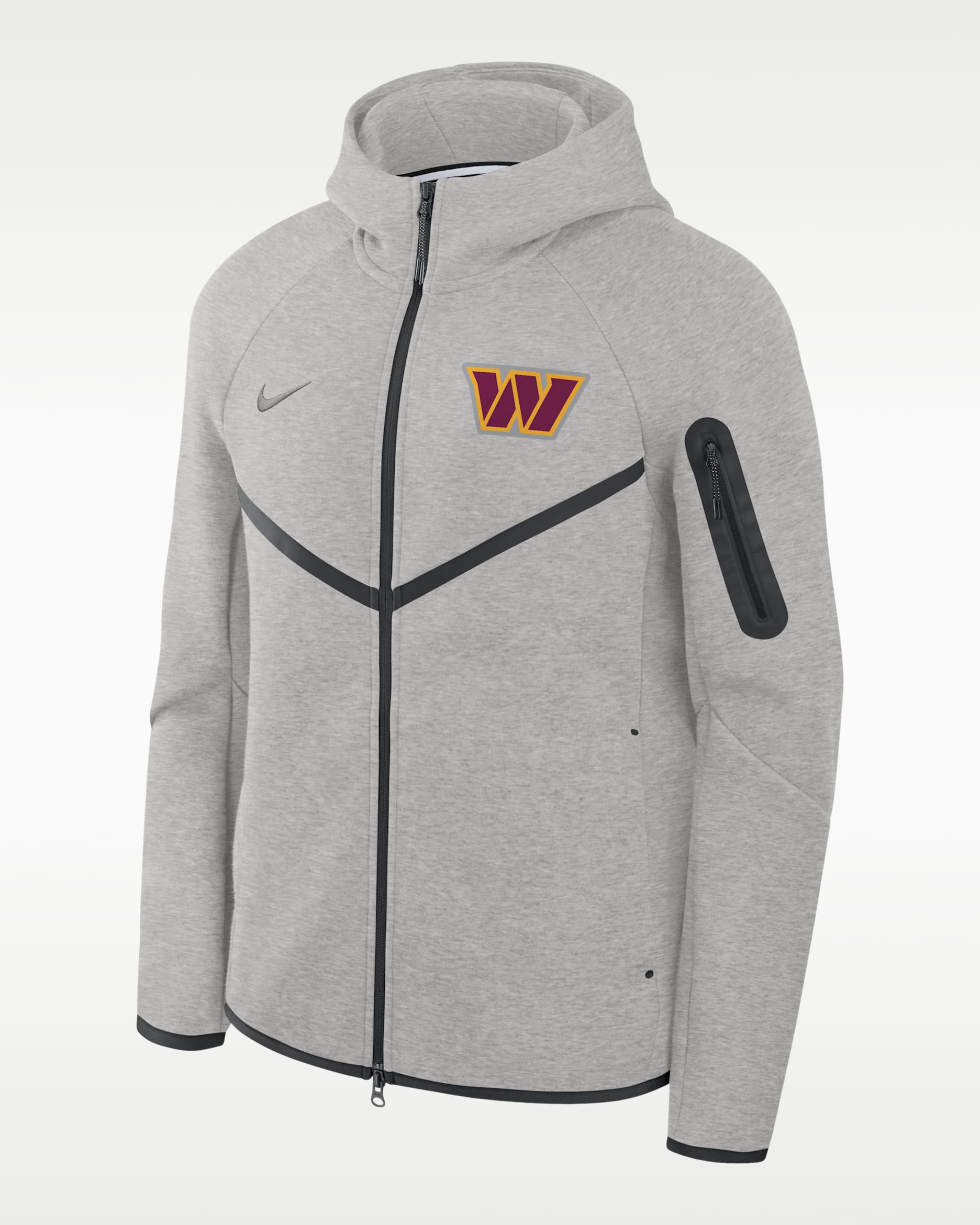 Chamarra con gorro de cierre completo Nike Tech Fleece Windrunner de la NFL para hombre de los Washington Commanders - Gris oscuro jaspeado