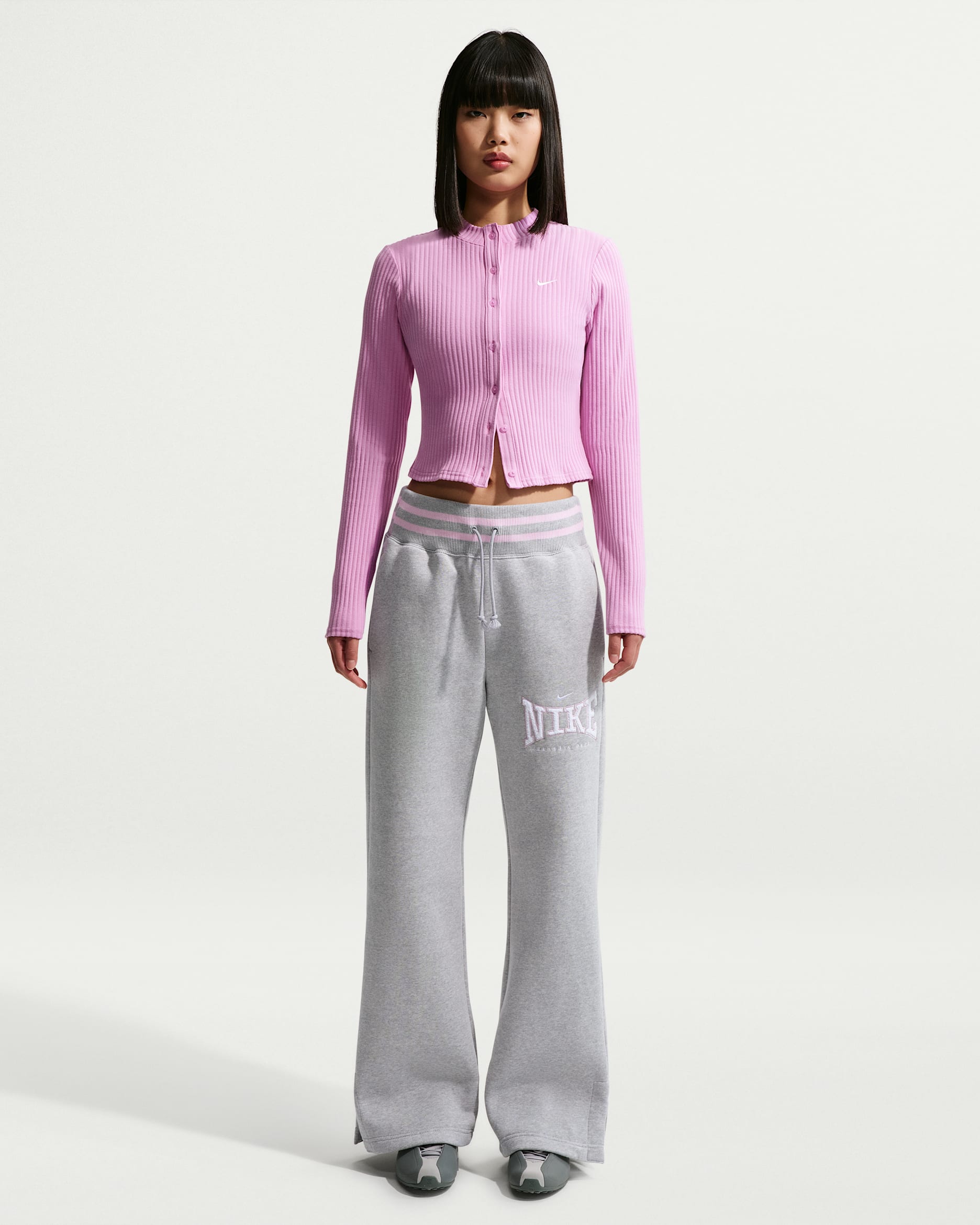 Nike Sportswear Phoenix Fleece Women's High-Waisted Wide-Leg Pants - Light Smoke Grey/Heather/White