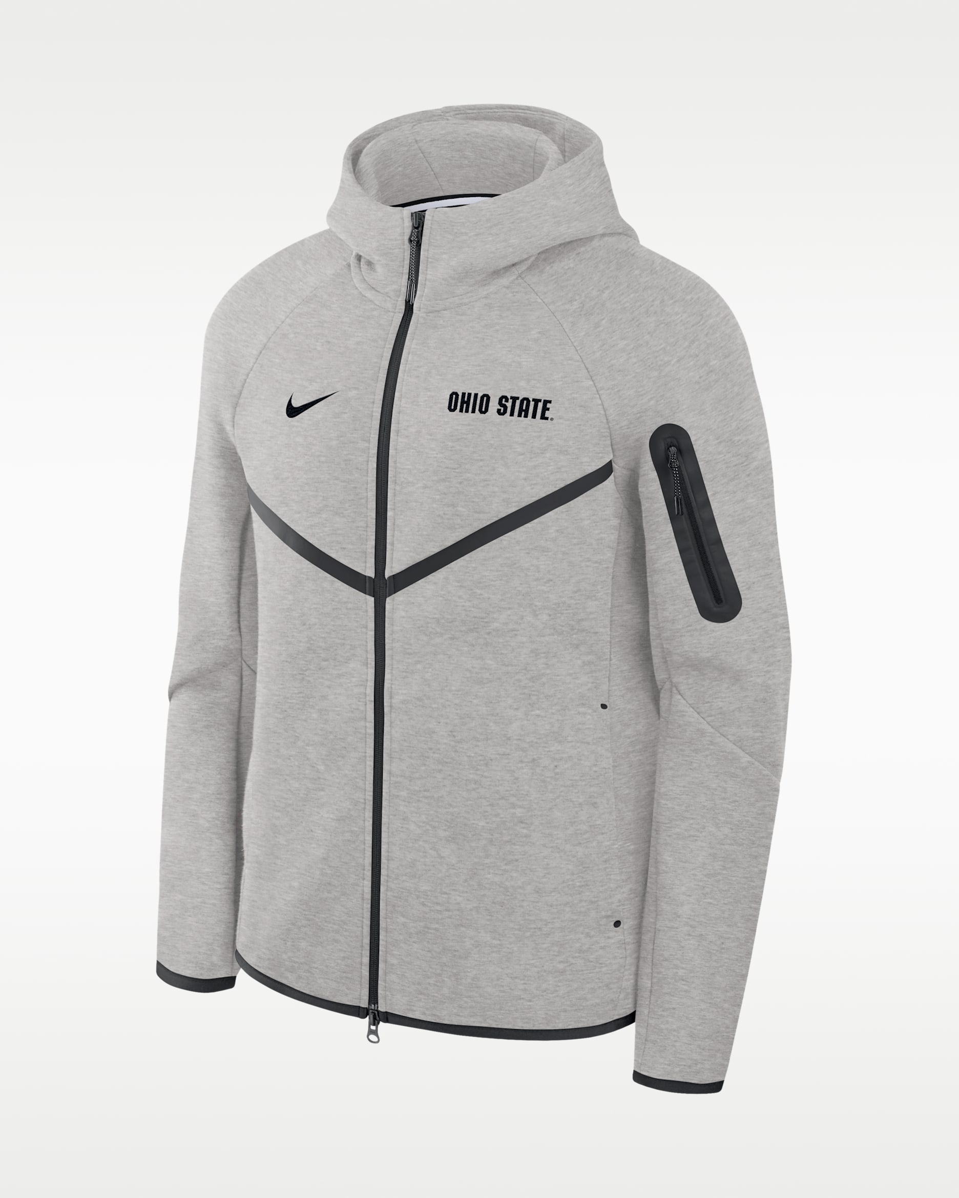 Ohio State Tech Fleece Men's Nike College Full-Zip Hooded Jacket - Grey