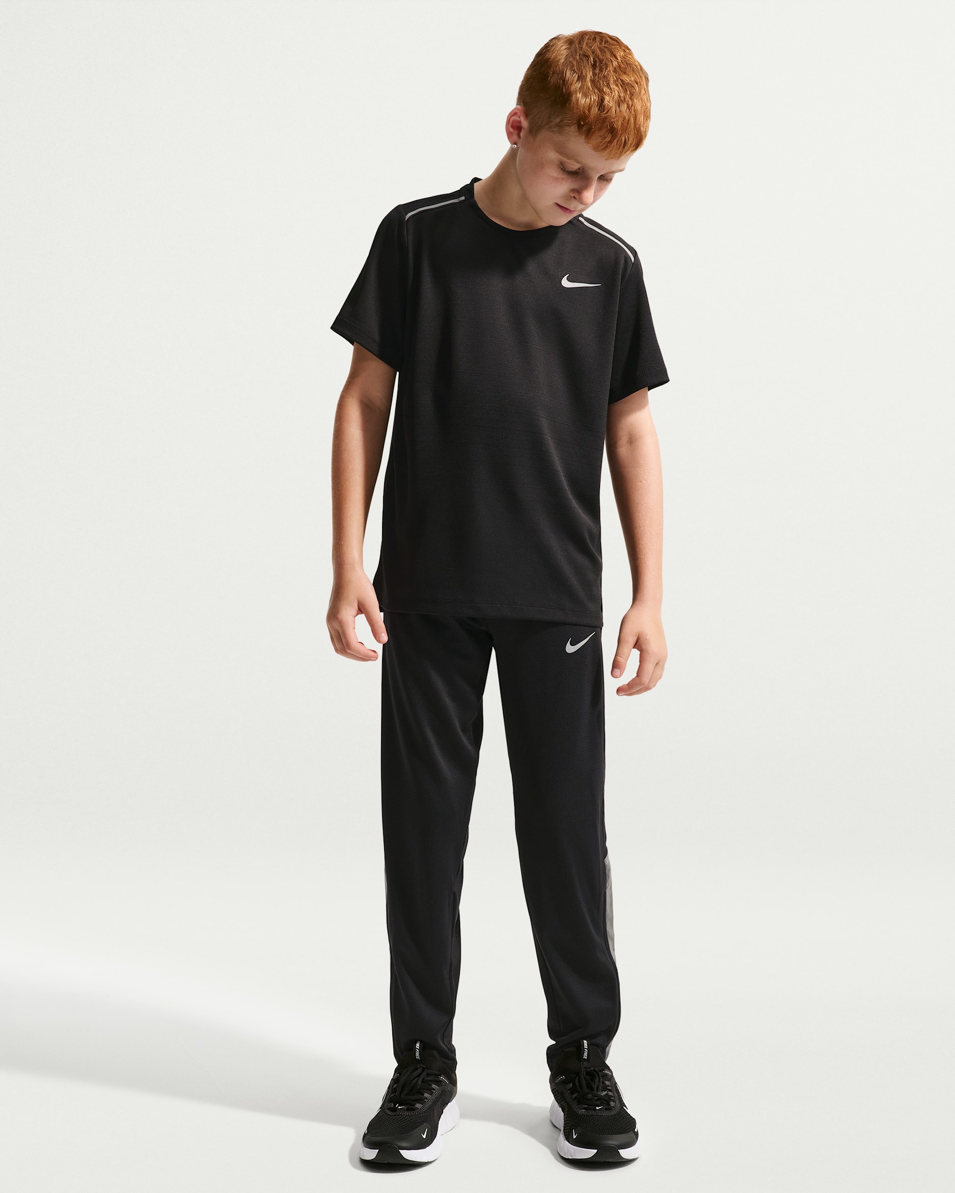 Pantalon de running en maille Nike Miler pour pré-ado (garçon) - Noir/Noir