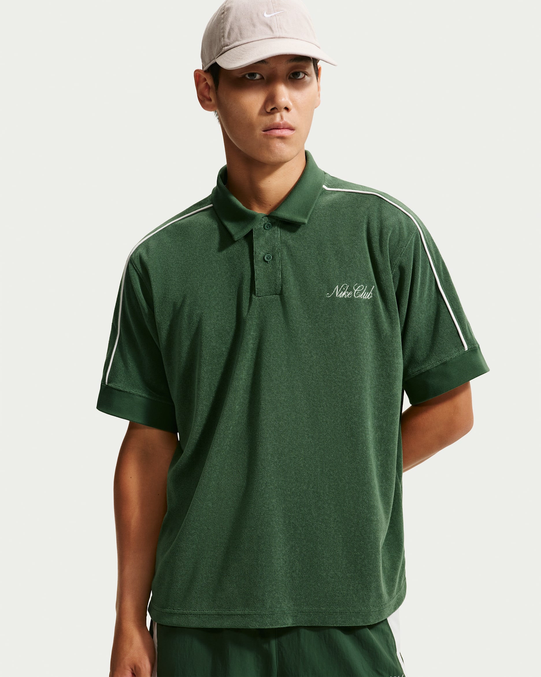 Nike Sportswear Club Men's French Terry Polo - Fir/Phantom/White/Phantom