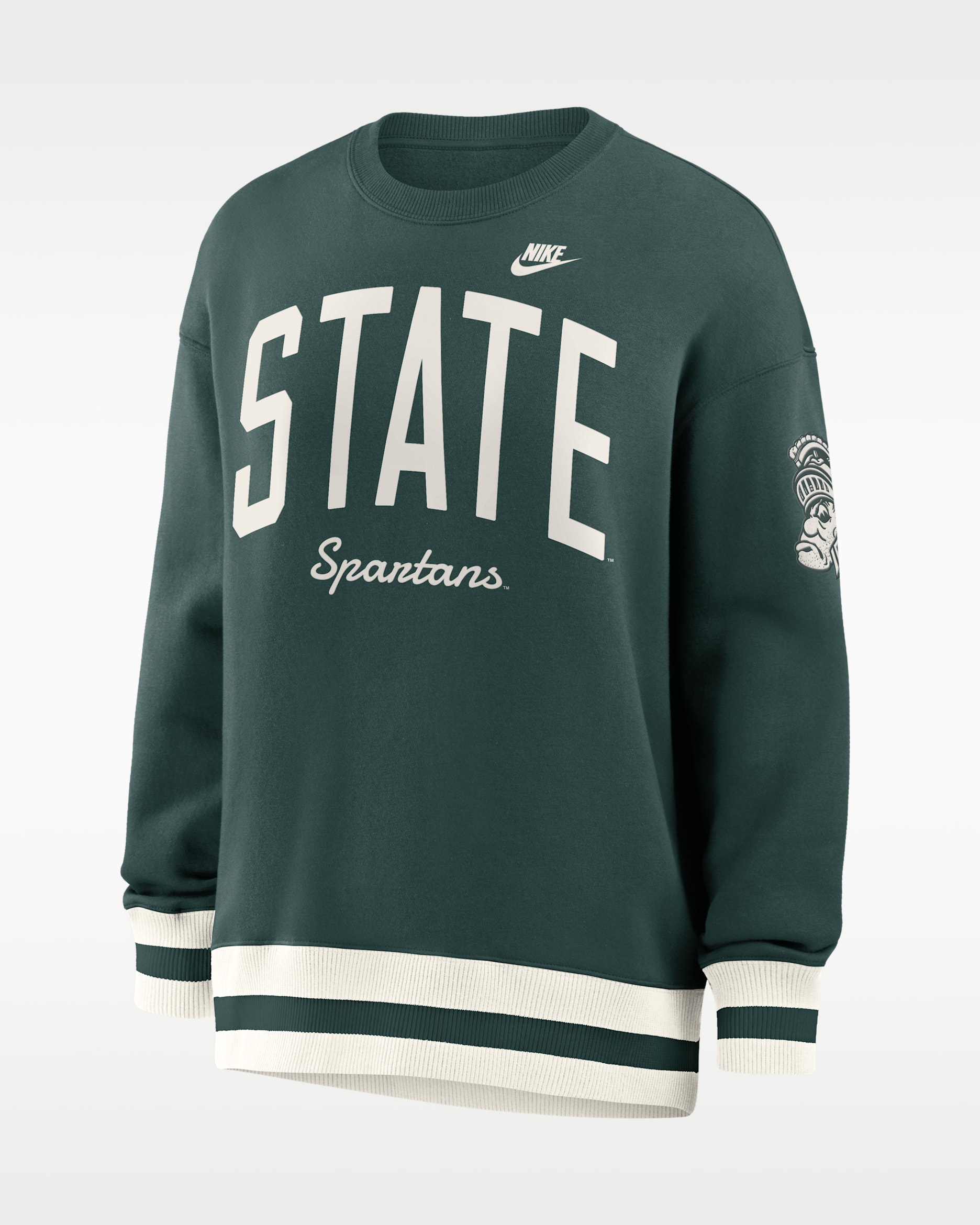 Michigan State Legacy Women's Nike College Pullover Crew - Green/White