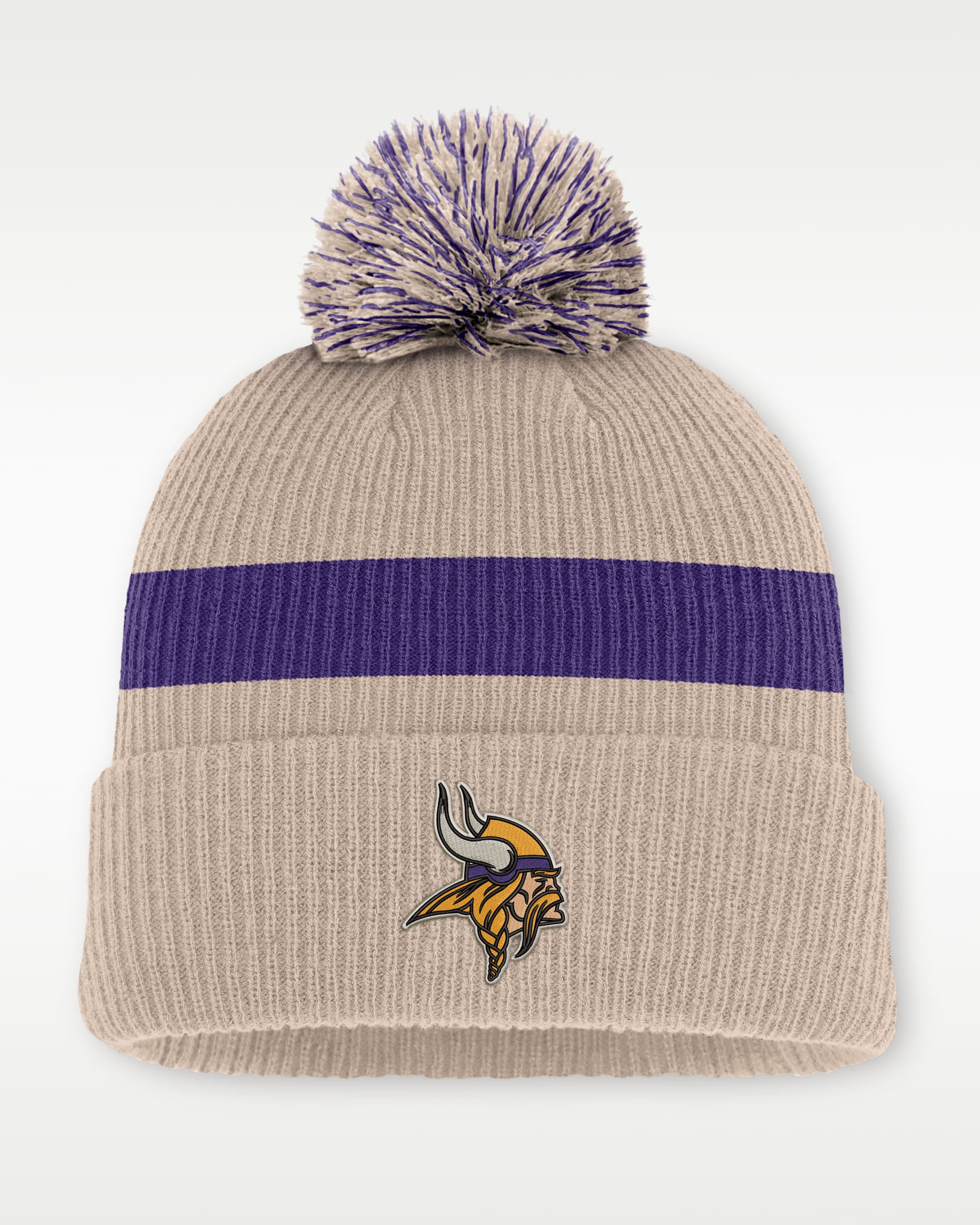 Minnesota Vikings Rewind Peak Men's Nike NFL Cuffed Pom Beanie - Sand