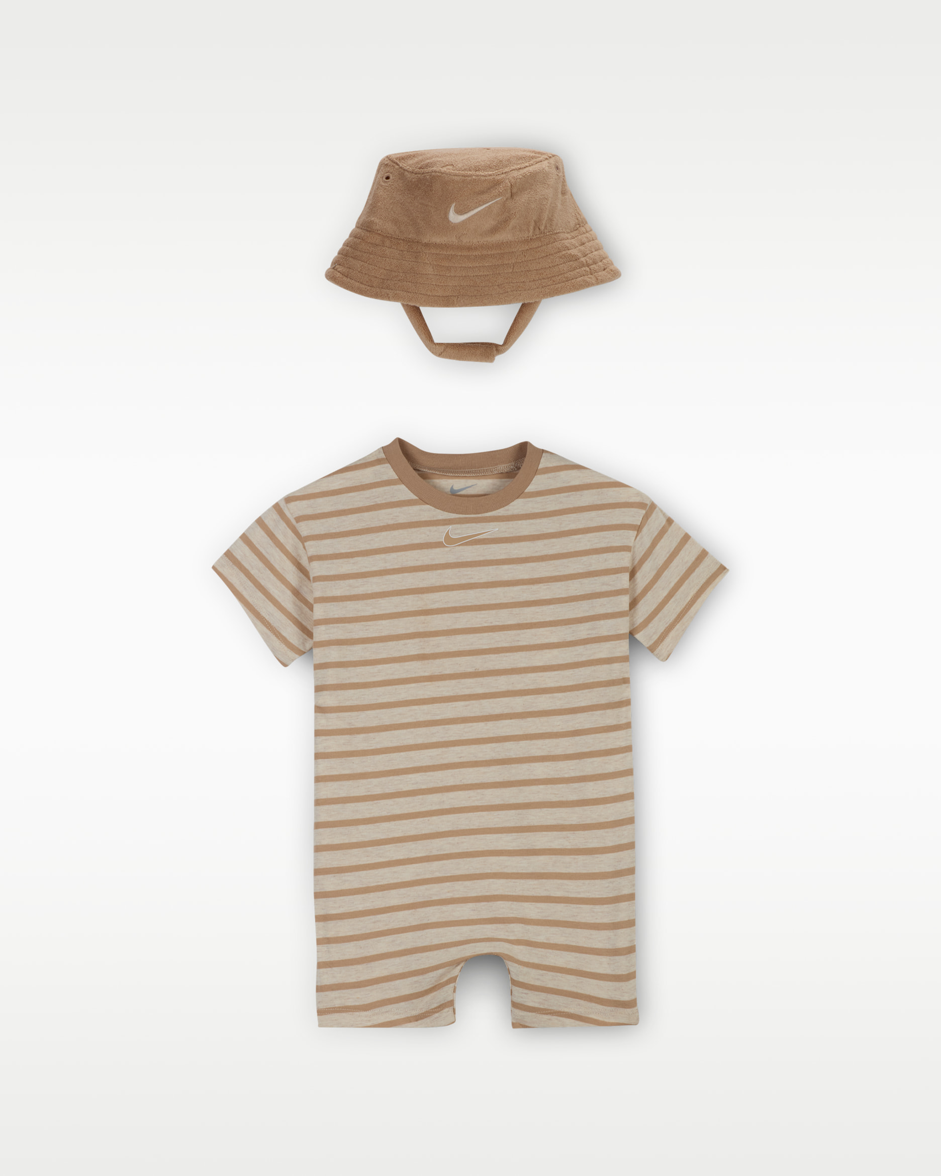 ナイキ ベビー ショートスリーブ ロンパー バケットハット付き - ペールアイボリー