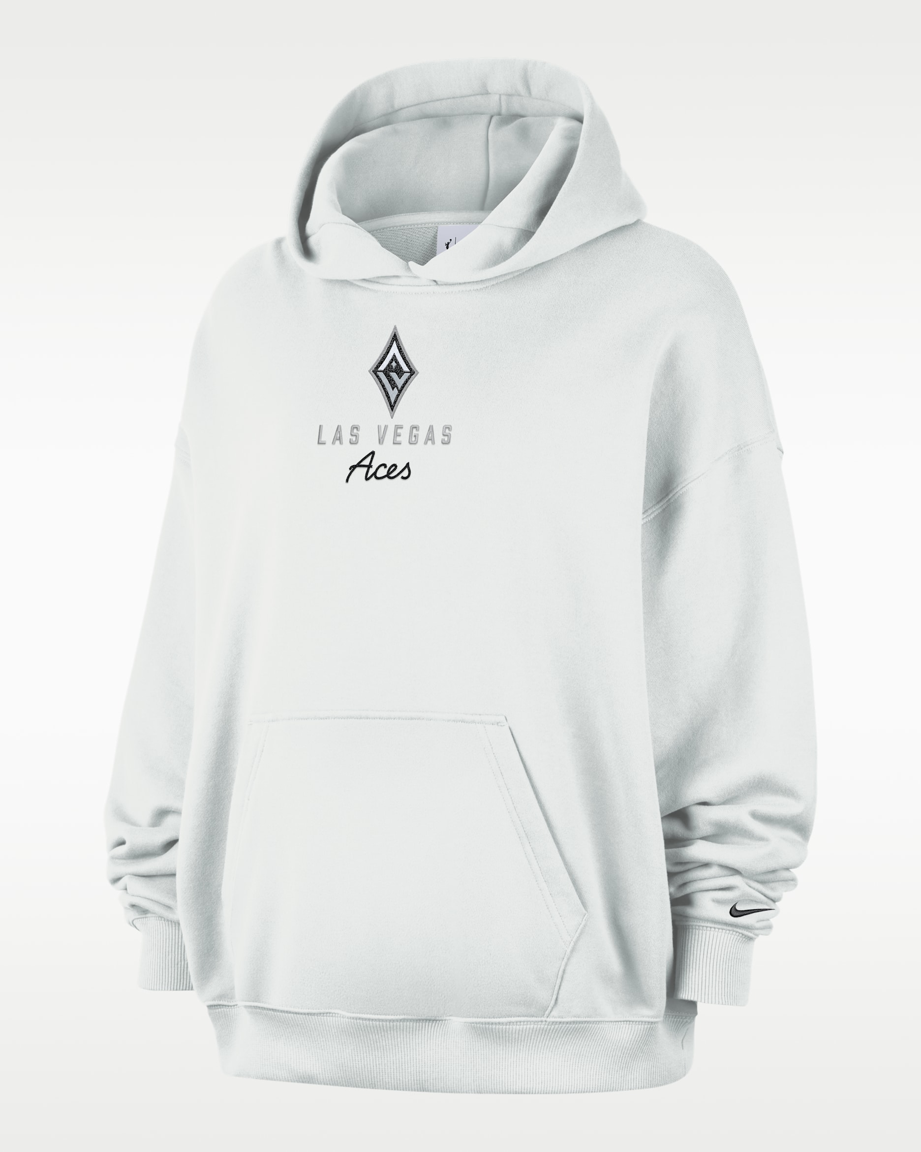 Las Vegas Aces Women's Nike French Terry Oversized Pullover Hoodie - Off White/Black