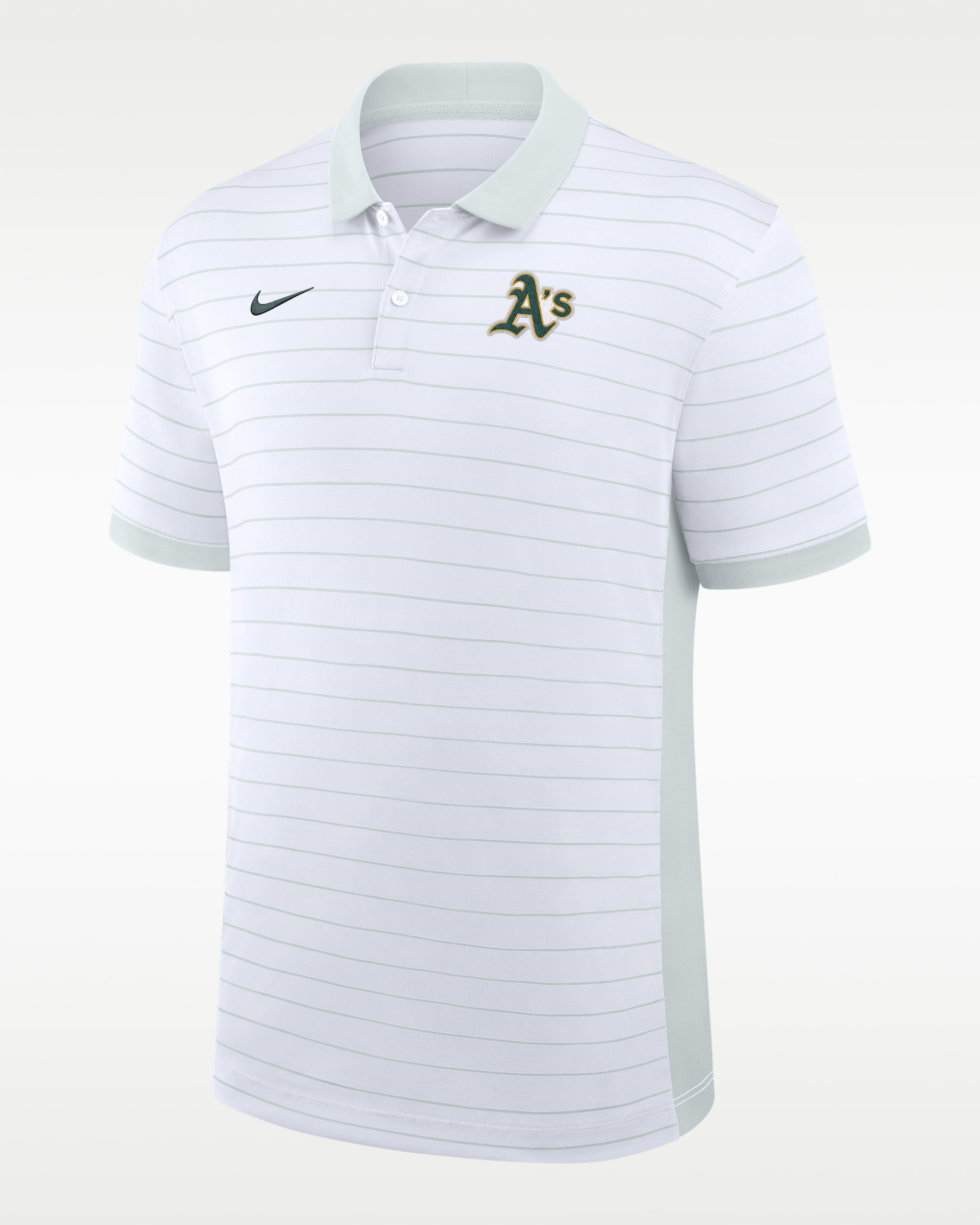 Athletics Authentic Collection Striped Victory Men's Nike Dri-FIT MLB Polo - White