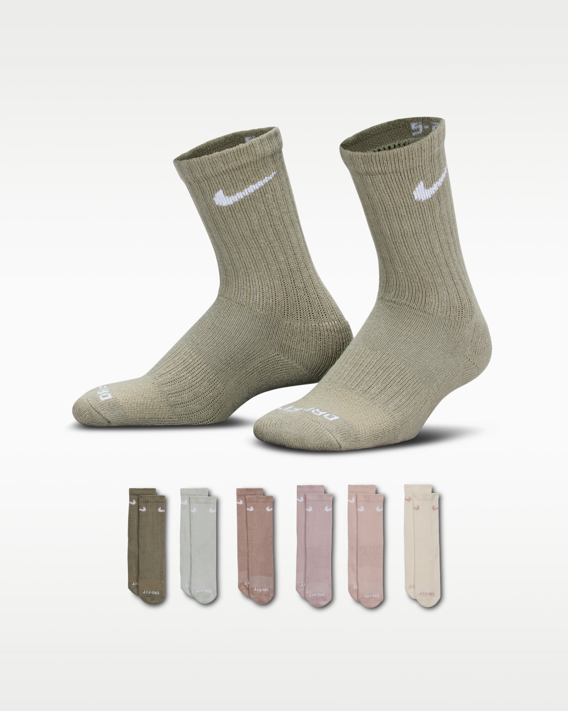 Nike Dri-FIT Performance Basics Little Kids' Crew Socks (6 Pairs) - Sail