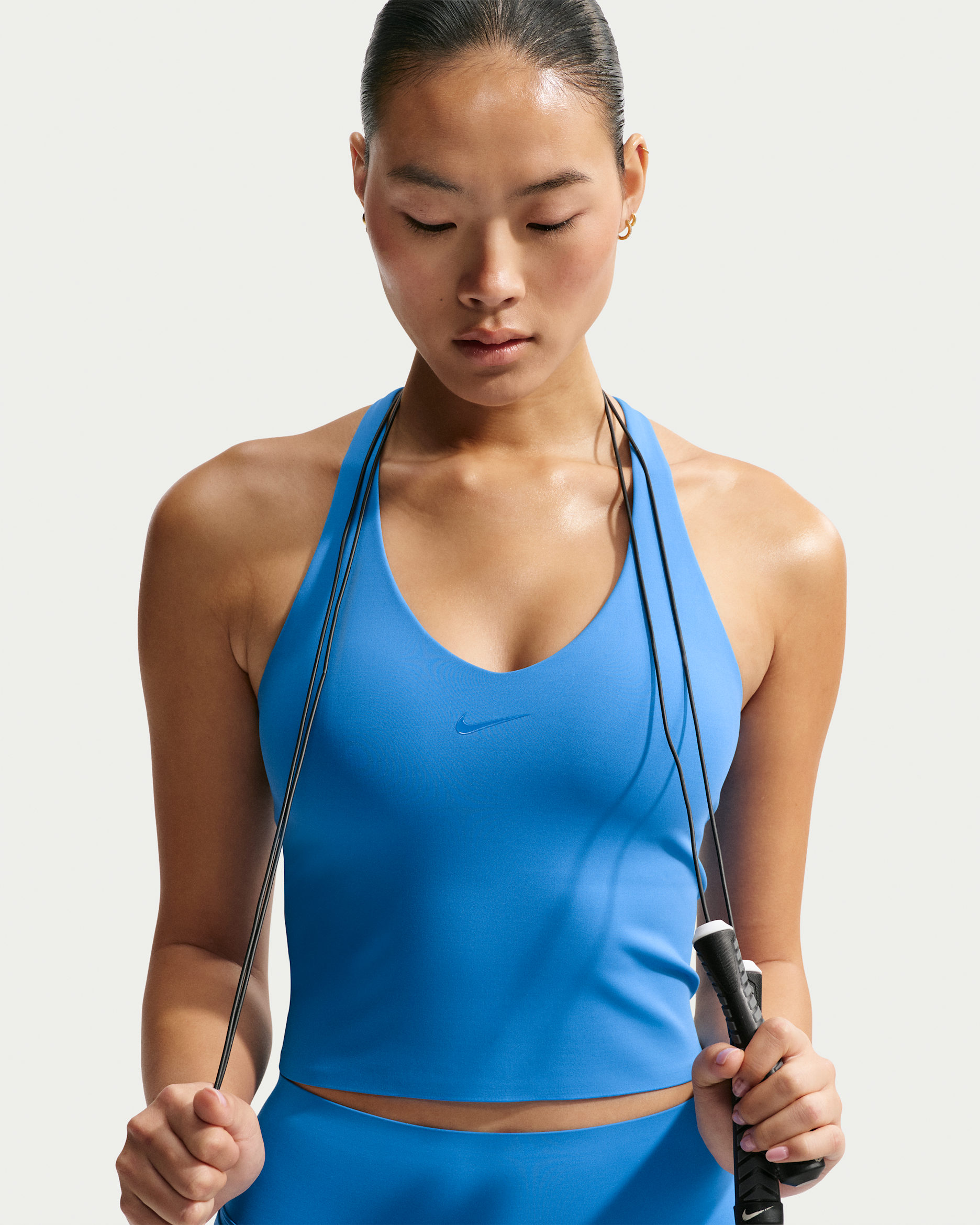 Nike Universa Women's Medium-Support Padded Sports Bra Tank - Light Photo Blue/Blue Spark/Blue Spark