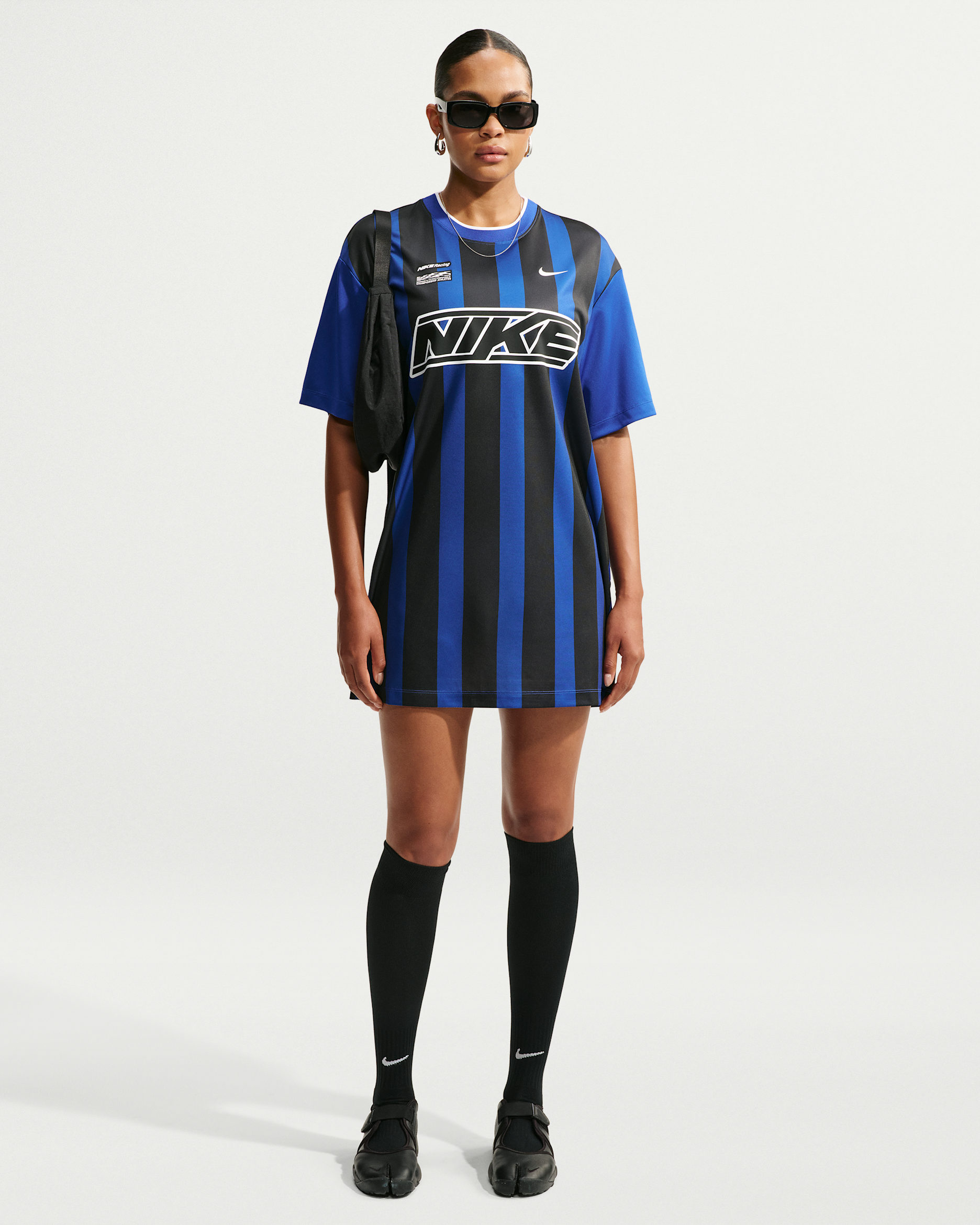 Minivestido de tela de punto oversized para mujer Nike Sportswear - Azul eléctrico/Negro/Blanco