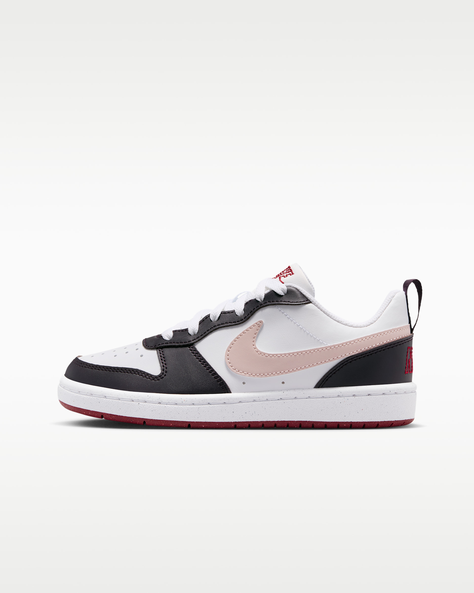 Nike Court Borough Low SE Big Kids' Shoes - White/Burgundy Ash/Team Crimson/Silt Red