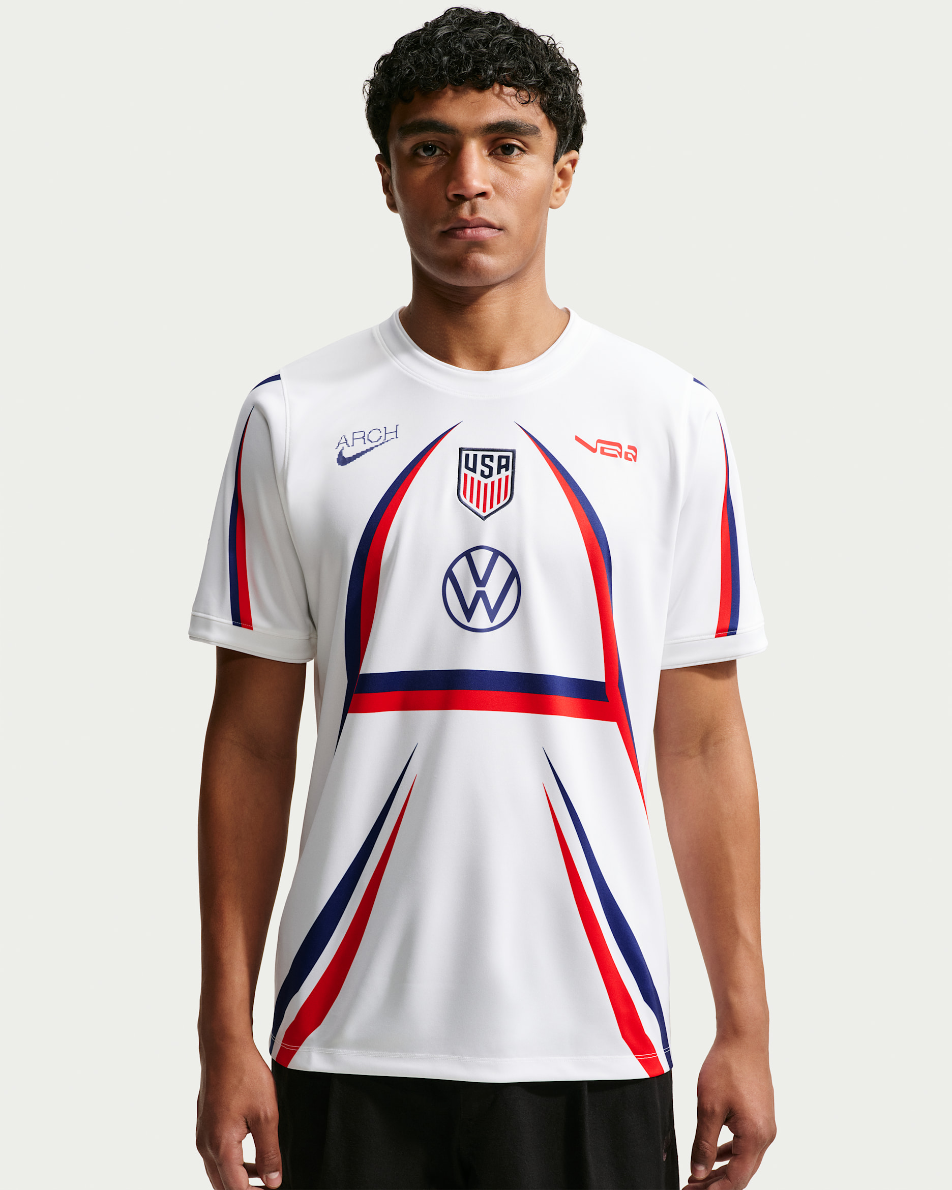 USA x V.A.A. Men's Academy Pro Short-Sleeve Soccer Top - White/Deep Royal Blue/Deep Royal Blue