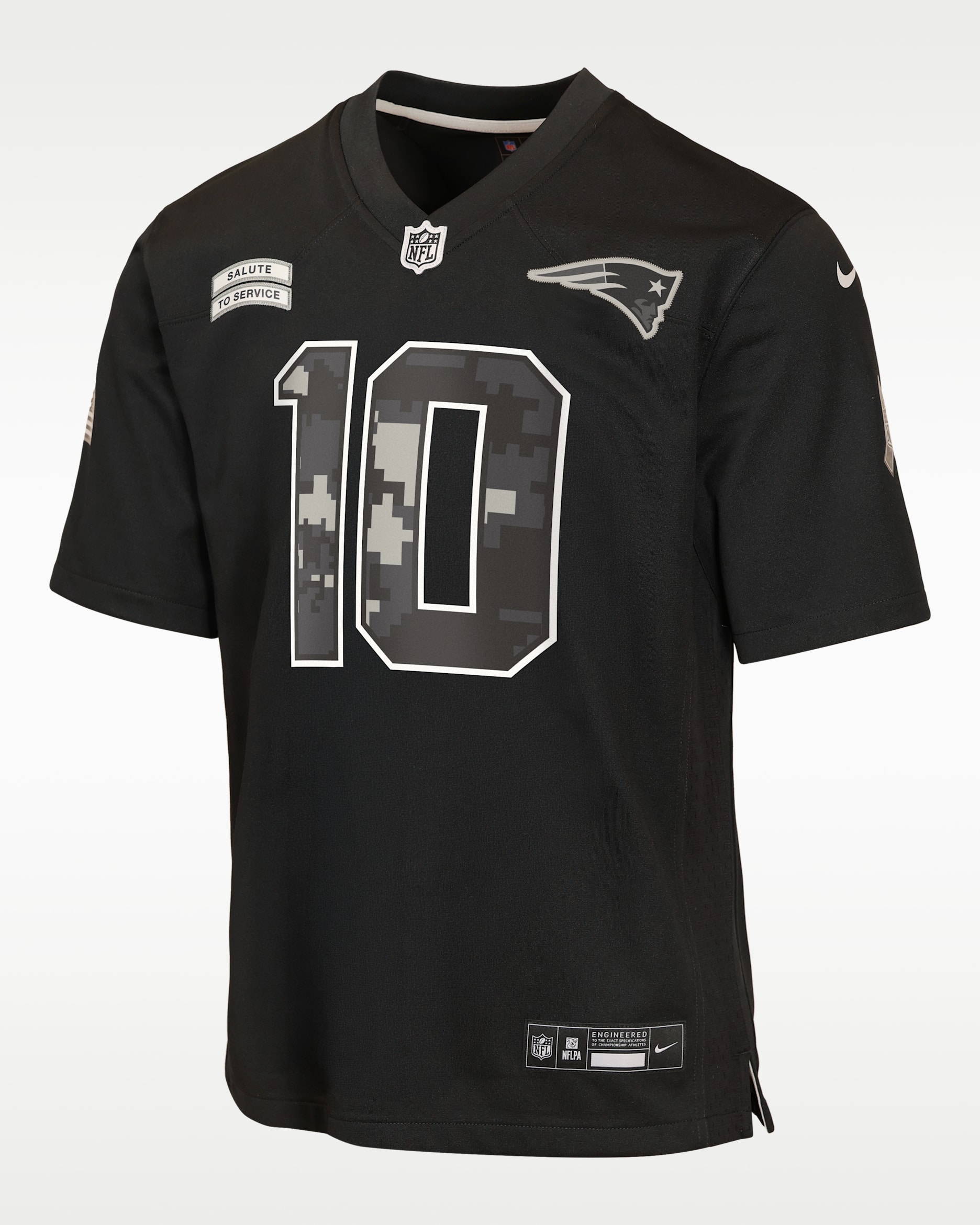 Drake Maye New England Patriots Salute to Service Big Kids' Nike NFL Game Jersey - Black