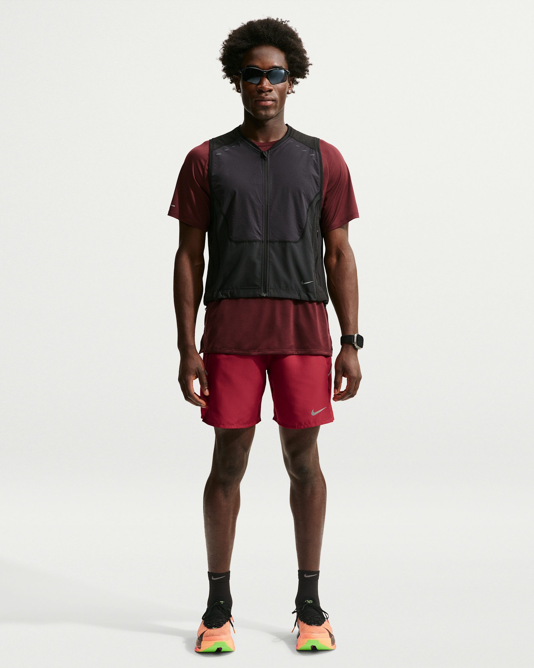 Nike Miler Dri-FIT löparshorts med innerbyxor 18 cm för män - Tough Red/Sport Red