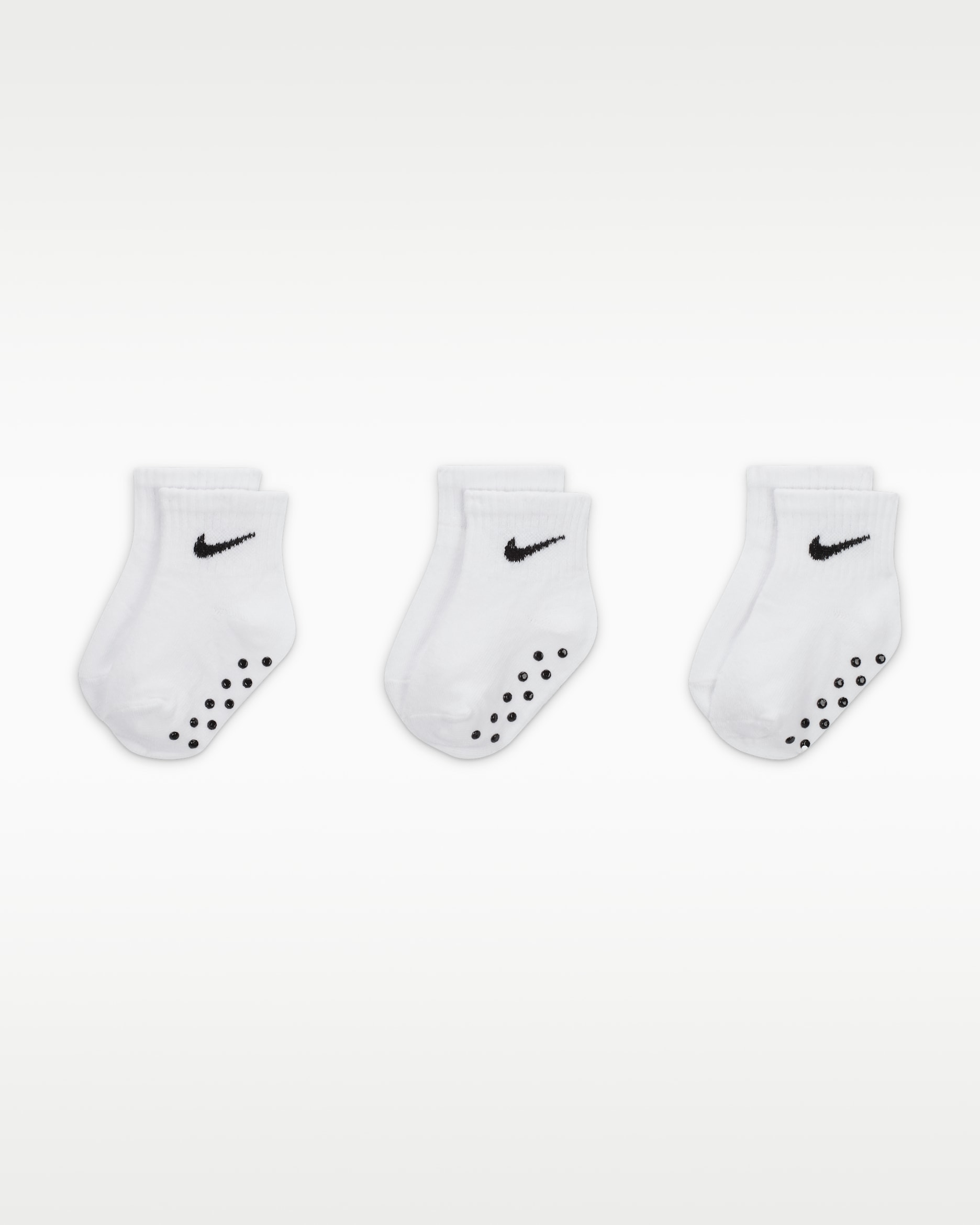 Nike Baby Swoosh Ankle Gripper Socks (3-Pairs) - White