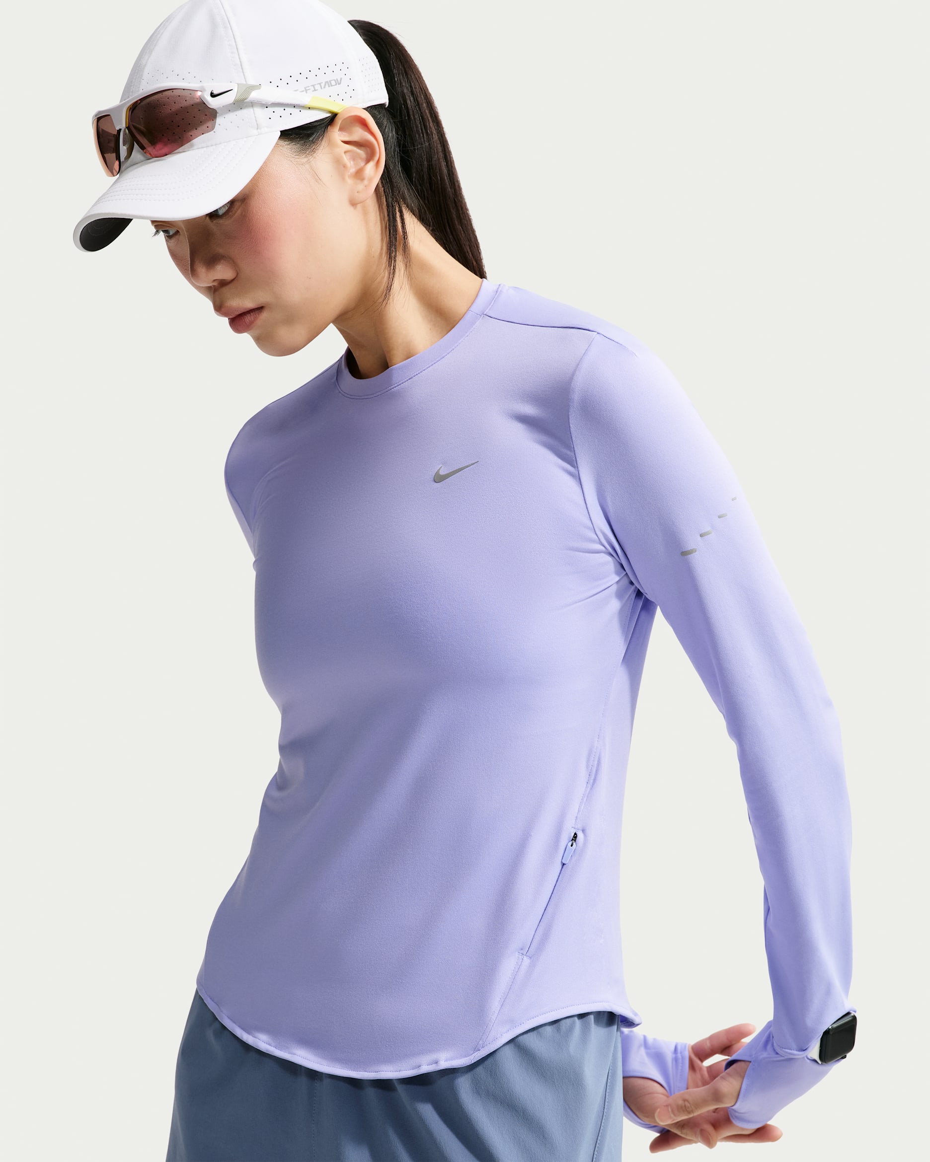 Nike Swift Women's Dri-FIT UV Long-Sleeve Crew-Neck Running Top - Purple Pulse