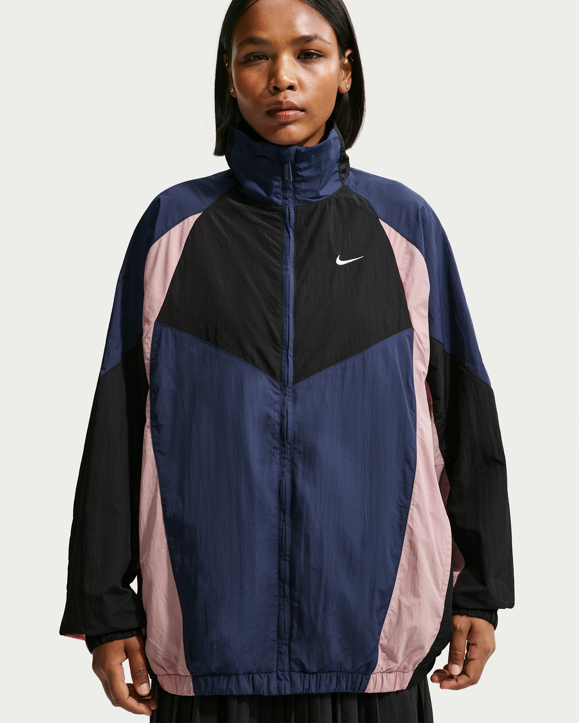 Nike Sportswear Women's Oversized Tracksuit Jacket - Midnight Navy/Black/Particle Pink/Sail