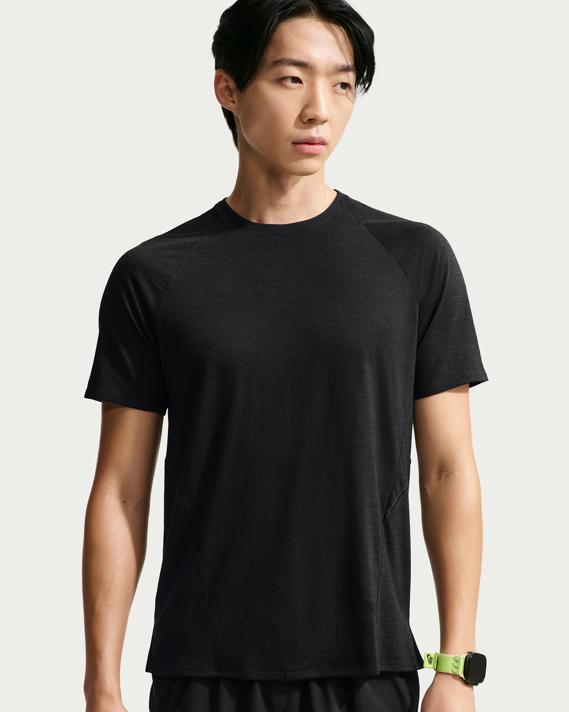 NikeLab | 러닝 남성 울 혼방 반팔 탑 - 블랙/앤트러사이트/블랙