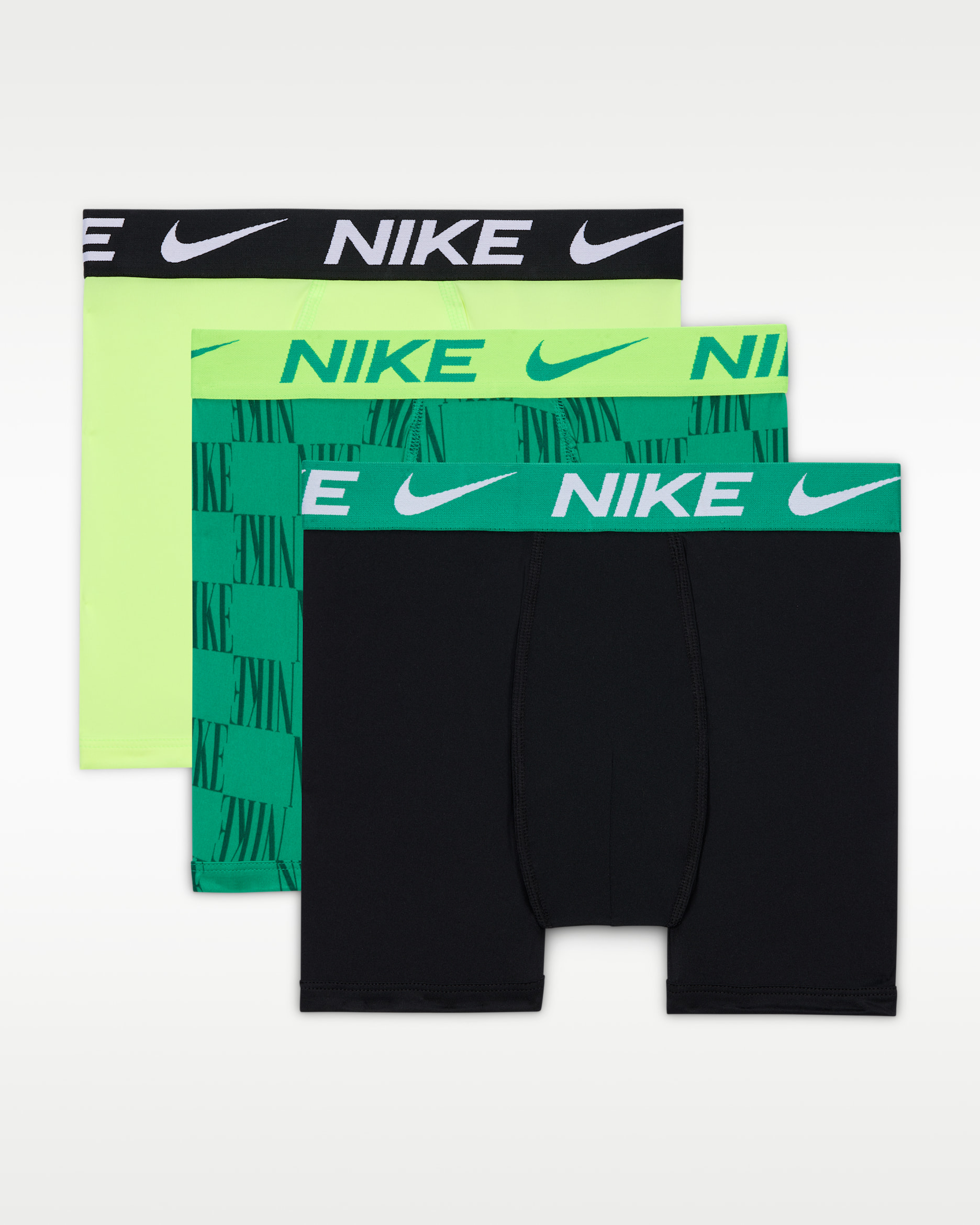 Ropa interior estampada para niños talla grande (paquete de 3) Nike Dri-FIT Essentials - Verde estadio