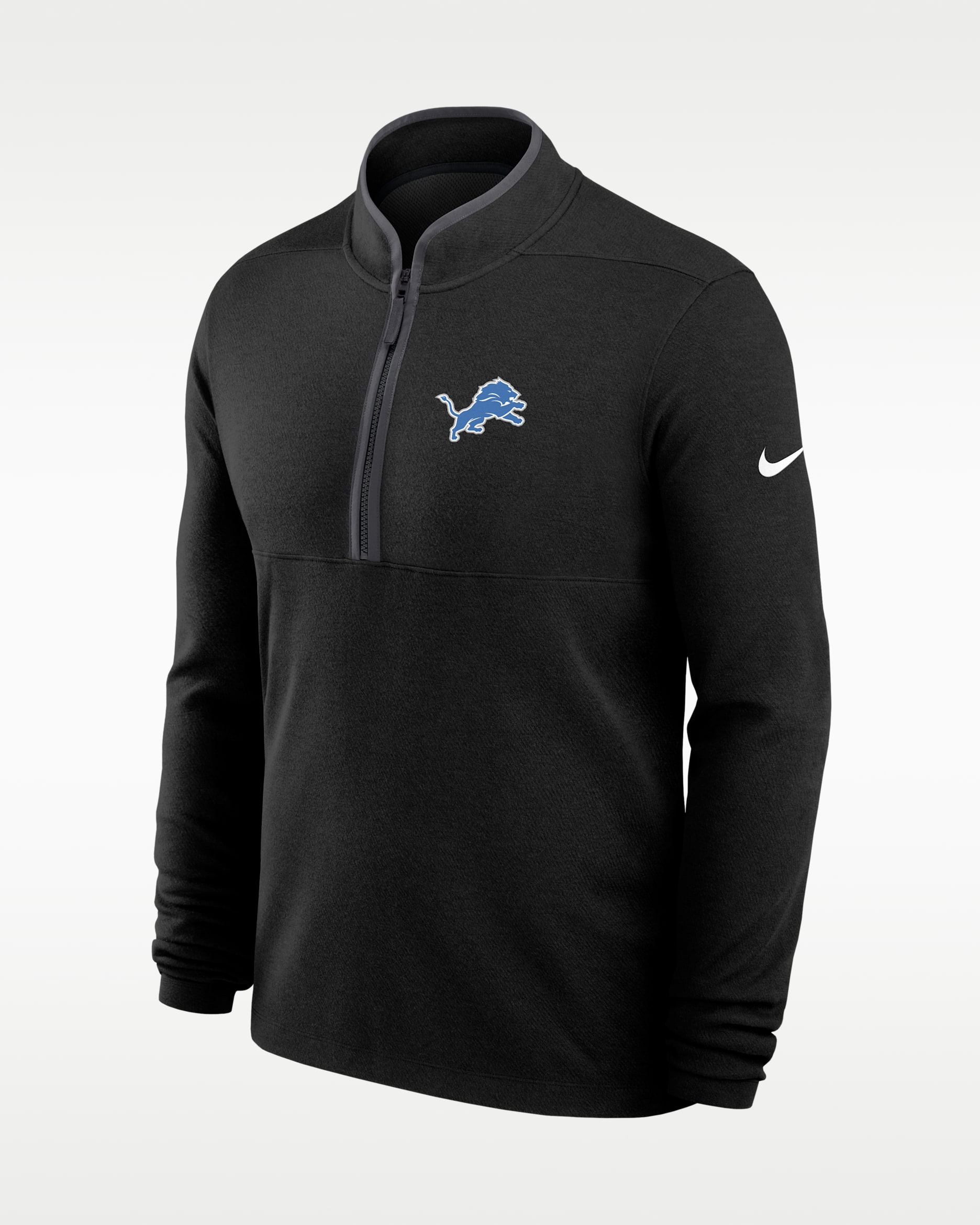 Playera de manga larga Nike Dri-FIT de la NFL de medio cierre para hombre Detroit Lions Primetime Victory - Negro