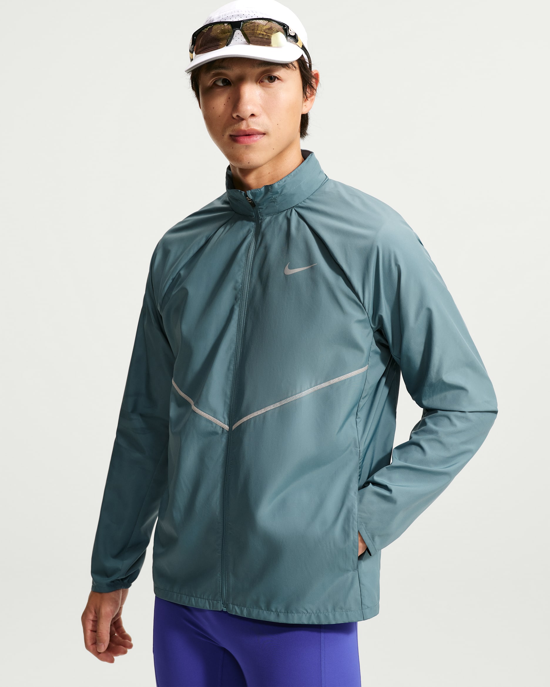 Nike マイラー メンズ レペル UVプロテクション ランニング ジャケット - スモーキーブルー/スモーキーブルー