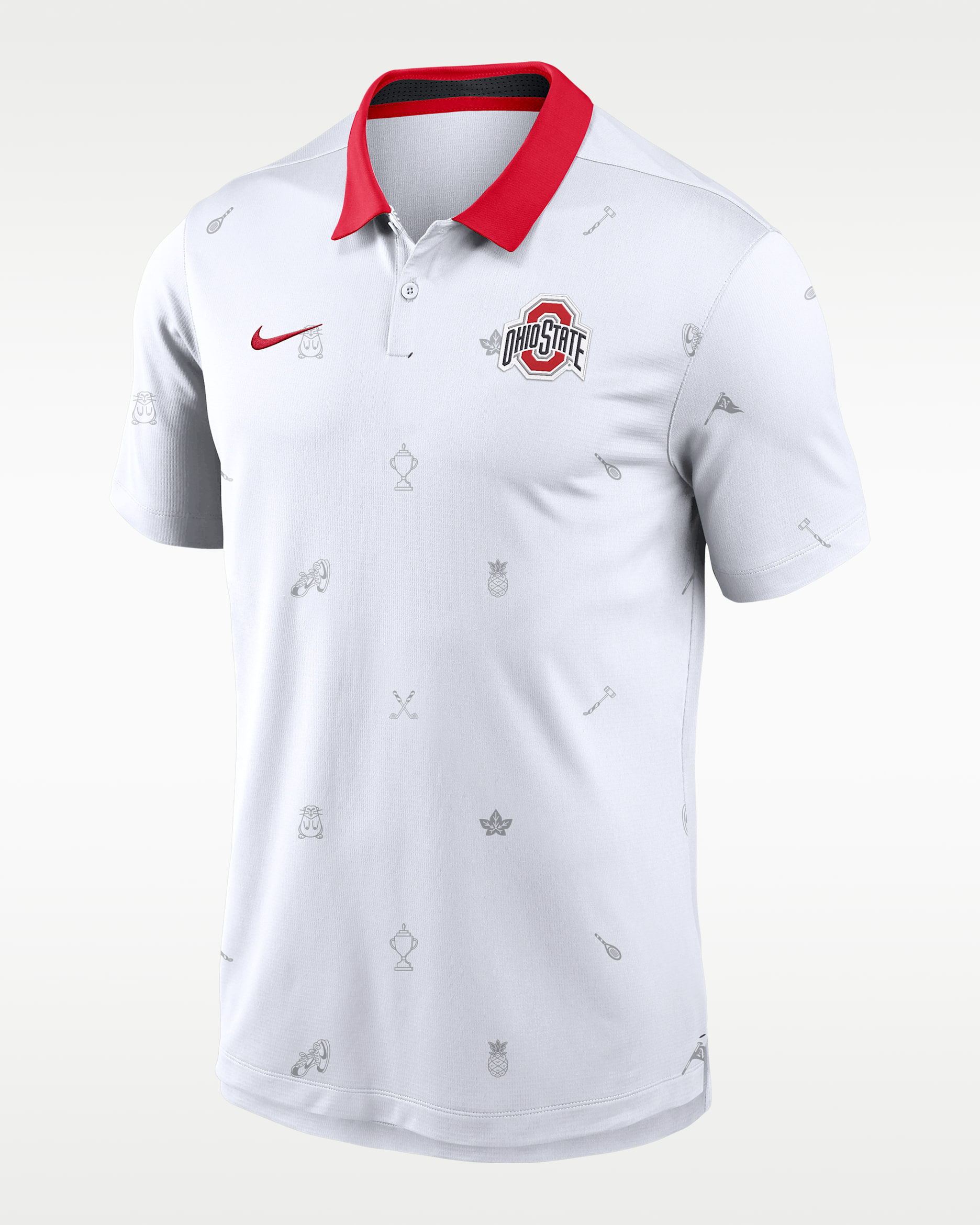 Ohio State Vapor Pattern Men's Nike Dri-FIT College Polo - White