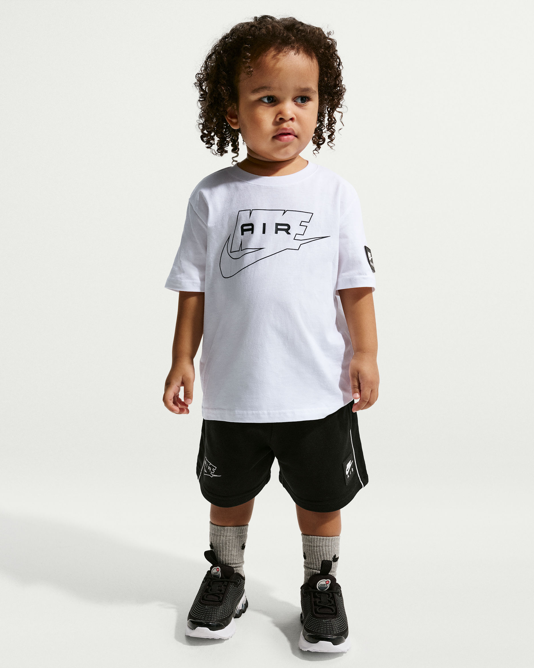 Conjunto de shorts de 2 piezas de French Terry para niños talla pequeña Nike Air - Negro