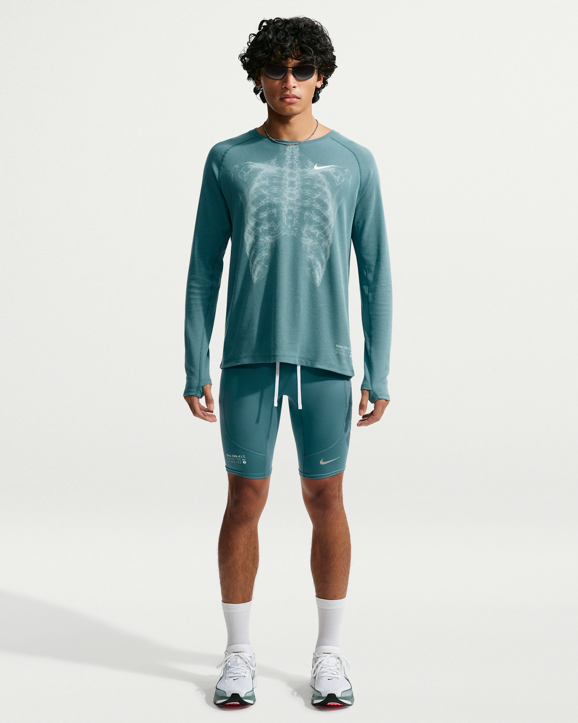 Mallas de correr Dri-FIT de medio largo Nike Stride - Hombre - Azul humeante/Gris fútbol