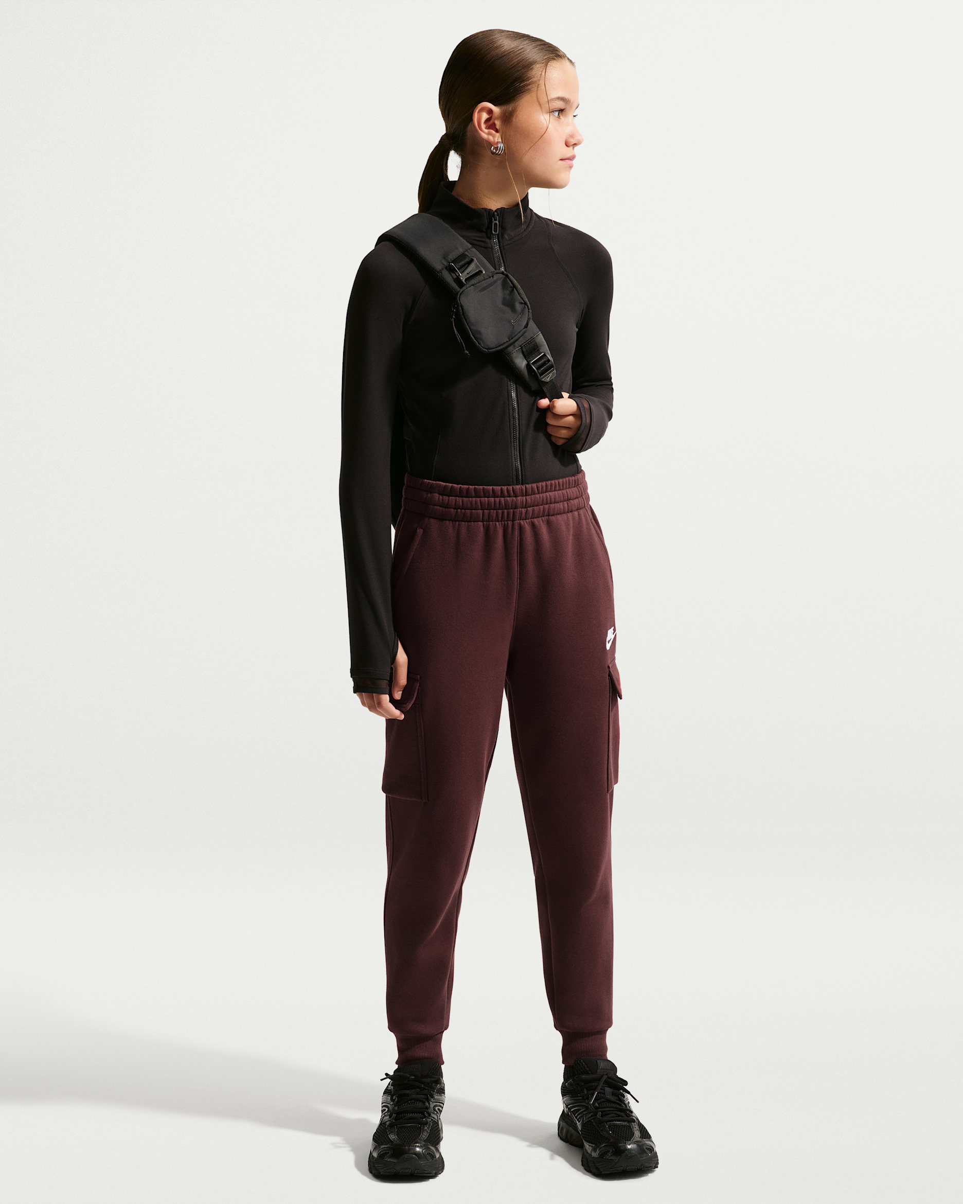 Nike Sportswear Club Big Kids' Fleece Cargo Pants - Mystic Dates/Mystic Dates/White