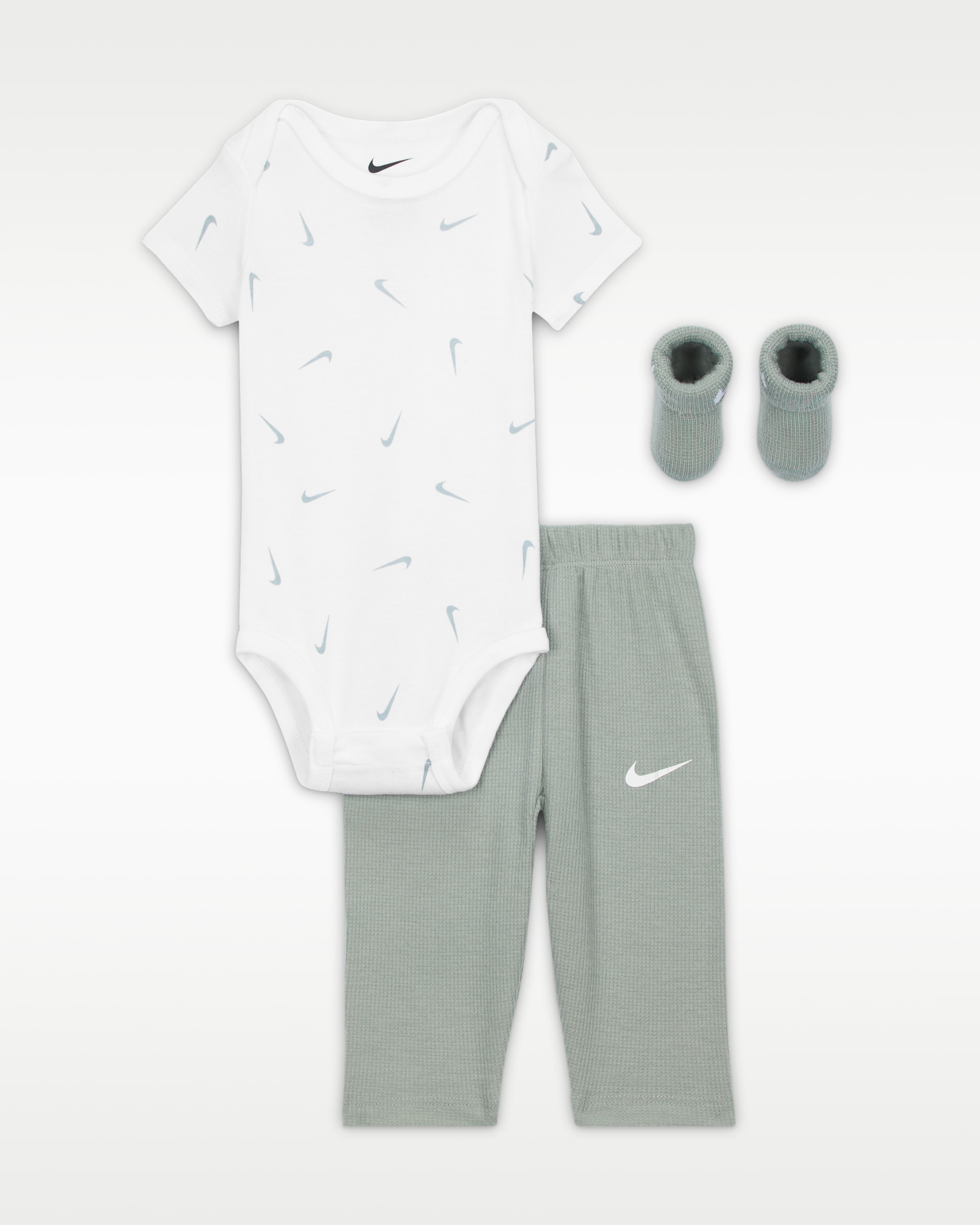 Nike Baby 3-Piece Bodysuit and Waffle Pants Set - Mica Green
