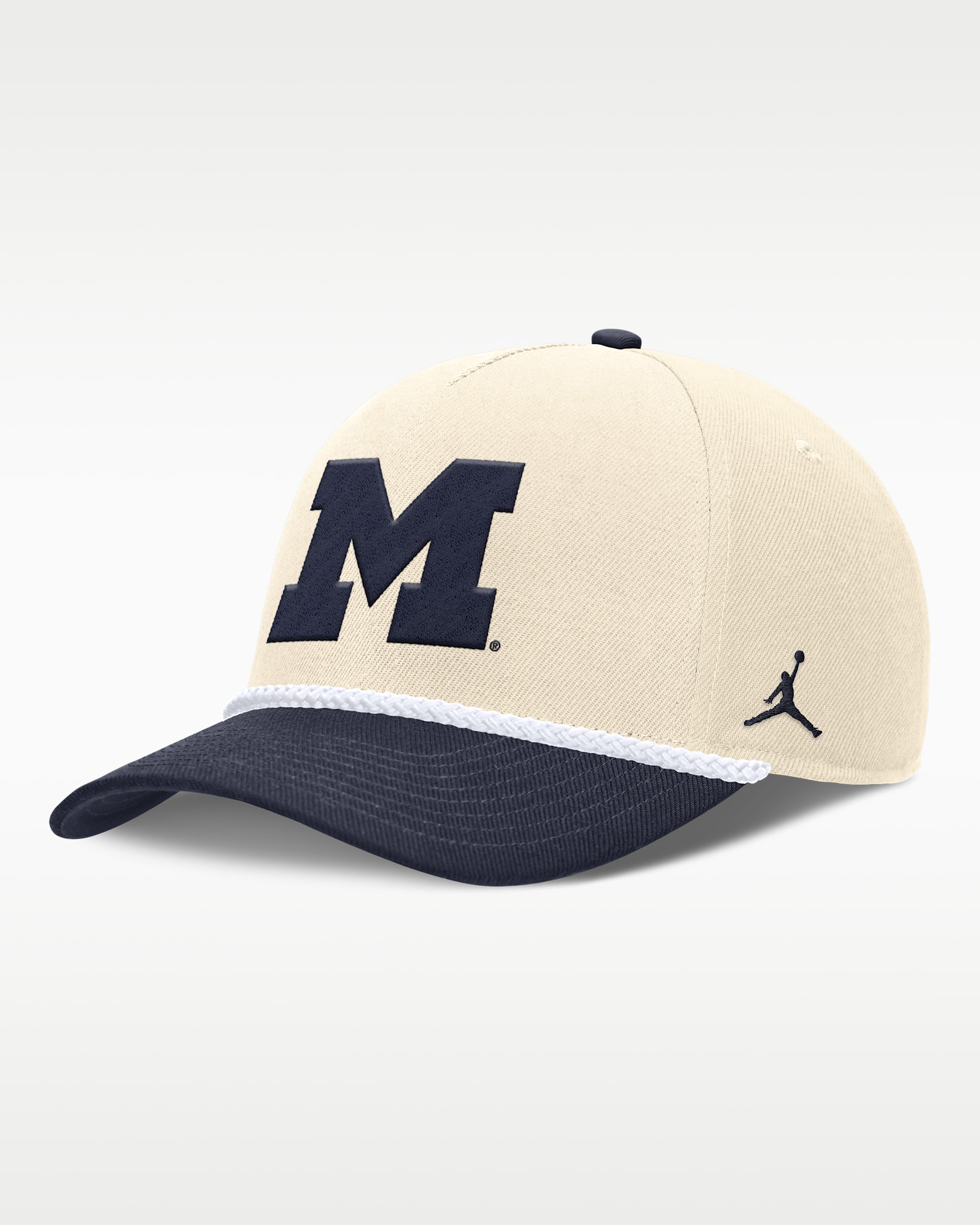 Michigan Primetime Rope 2-Tone Rise Men's Jordan Brand College Adjustable Hat - Natural