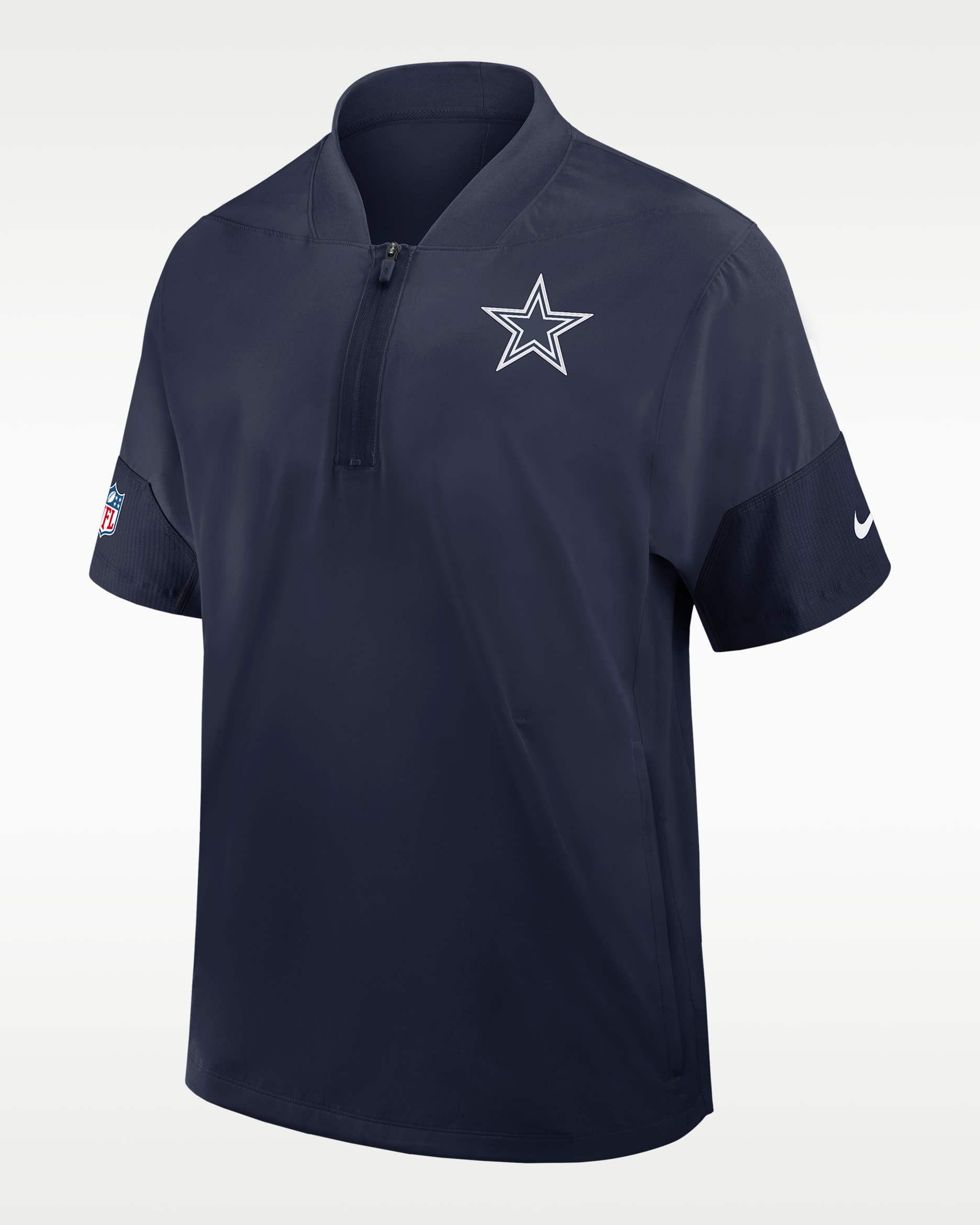 Dallas Cowboys Sideline Coach Men's Nike NFL 1/2-Zip Short-Sleeve Hooded Jacket - Navy