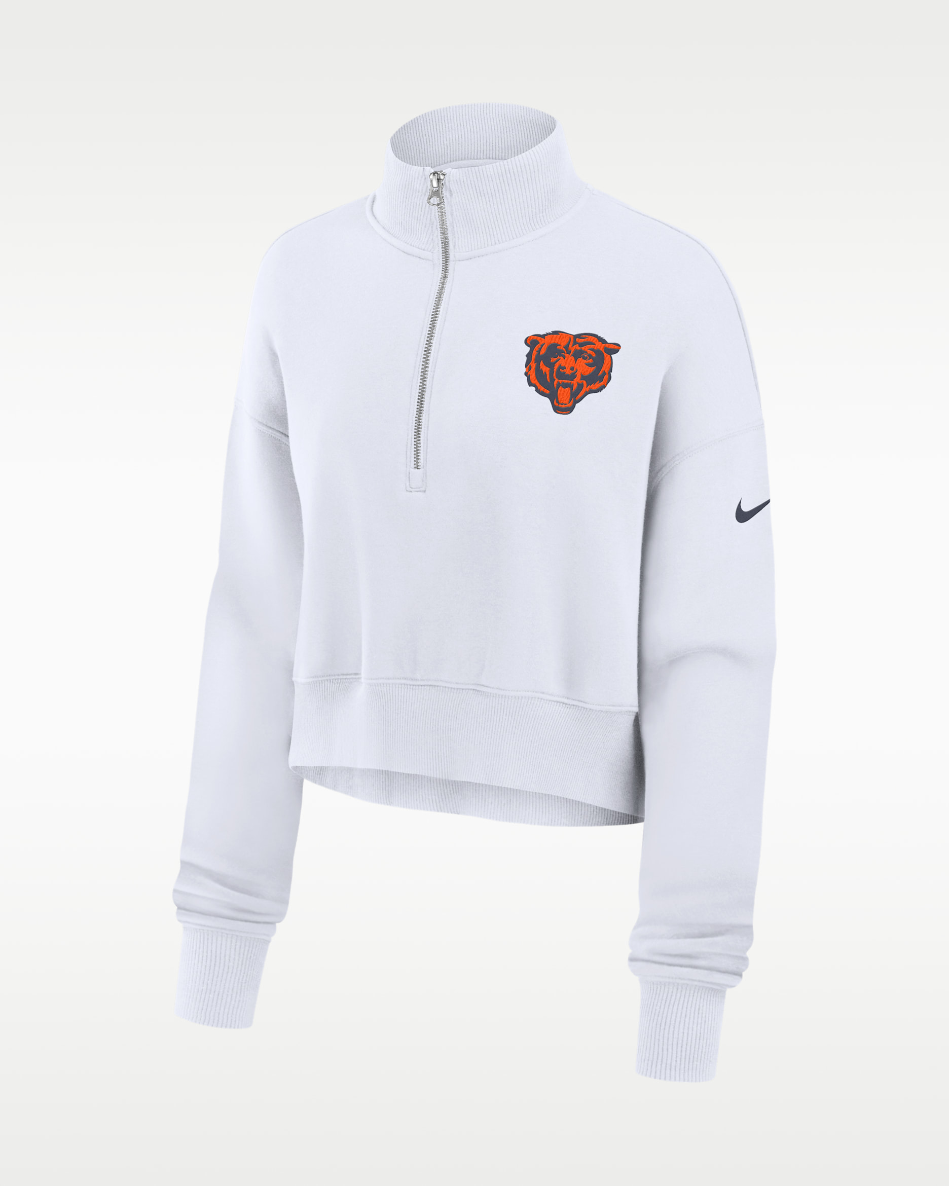 Chicago Bears Primetime Phoenix Women's Nike NFL Oversized Cropped 1/4-Zip Crew - White