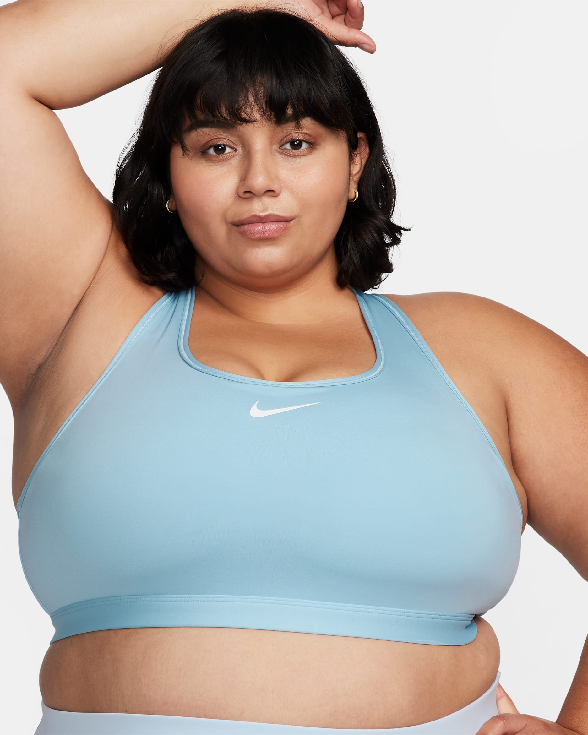 Nike Swoosh Medium Support Women's Padded Sports Bra (Plus Size) - Light Armoury Blue/White