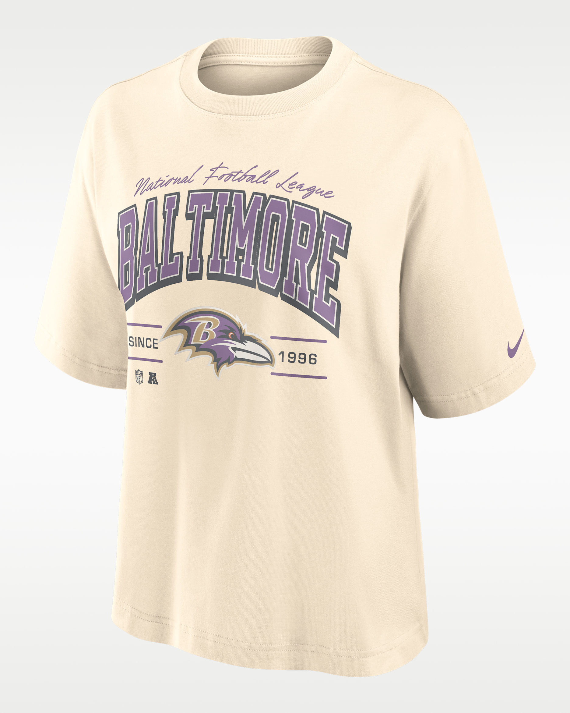 Baltimore Ravens Vintage Mod Boxy Women's Nike NFL T-Shirt - Cream