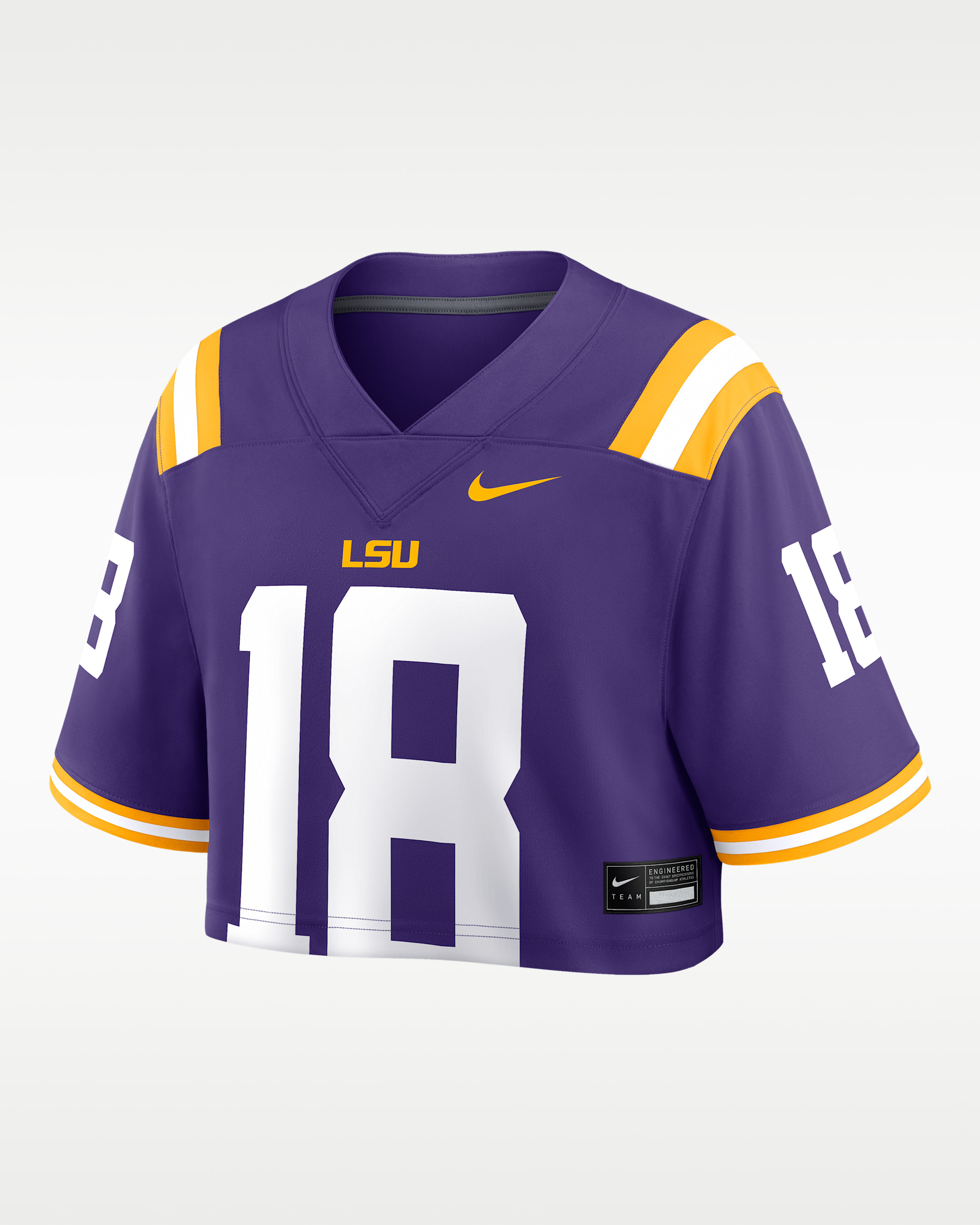 Jersey universitario Nike Dri-FIT Game cropped para mujer LSU - Morado