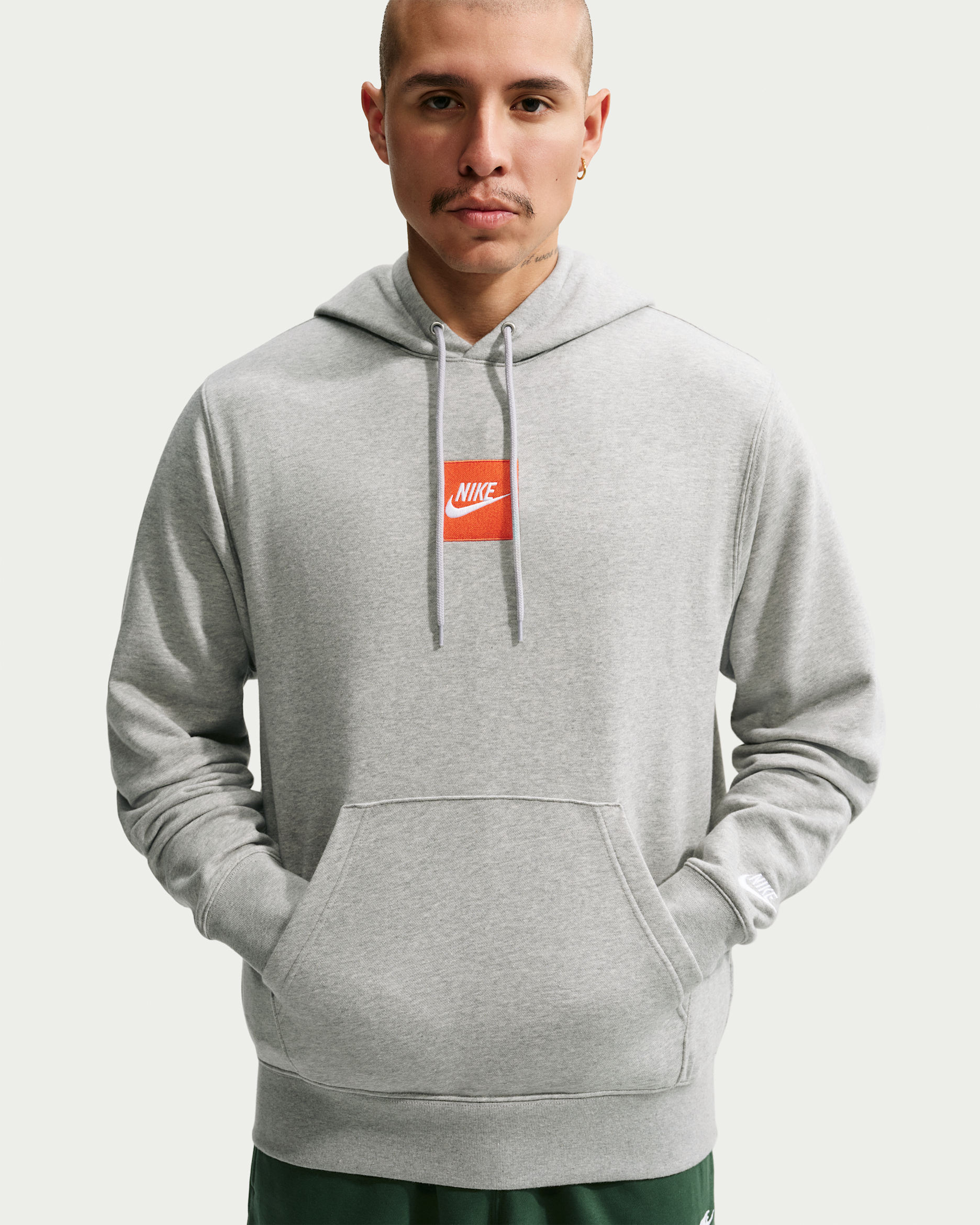 Nike Sportswear Club Men's French Terry Hoodie - Dark Grey Heather/Light Smoke Grey/White