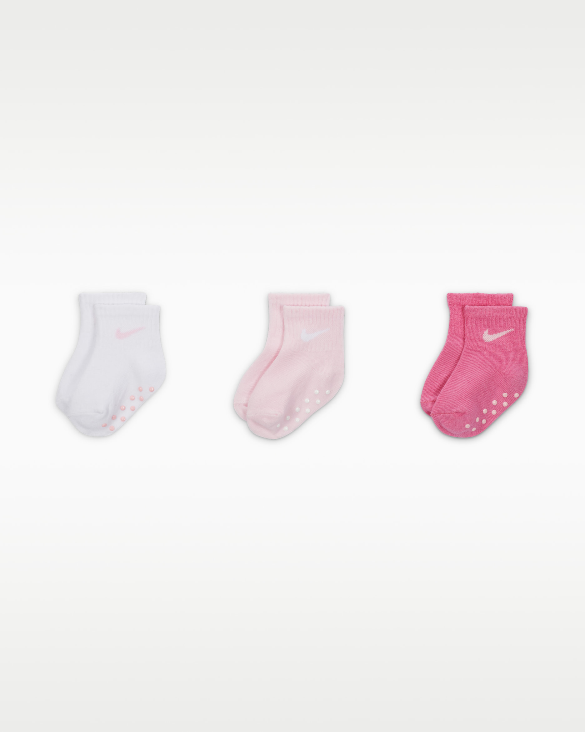 Nike Core Swoosh Baby Gripper Socks Box Set (3 Pairs) - Pink Foam