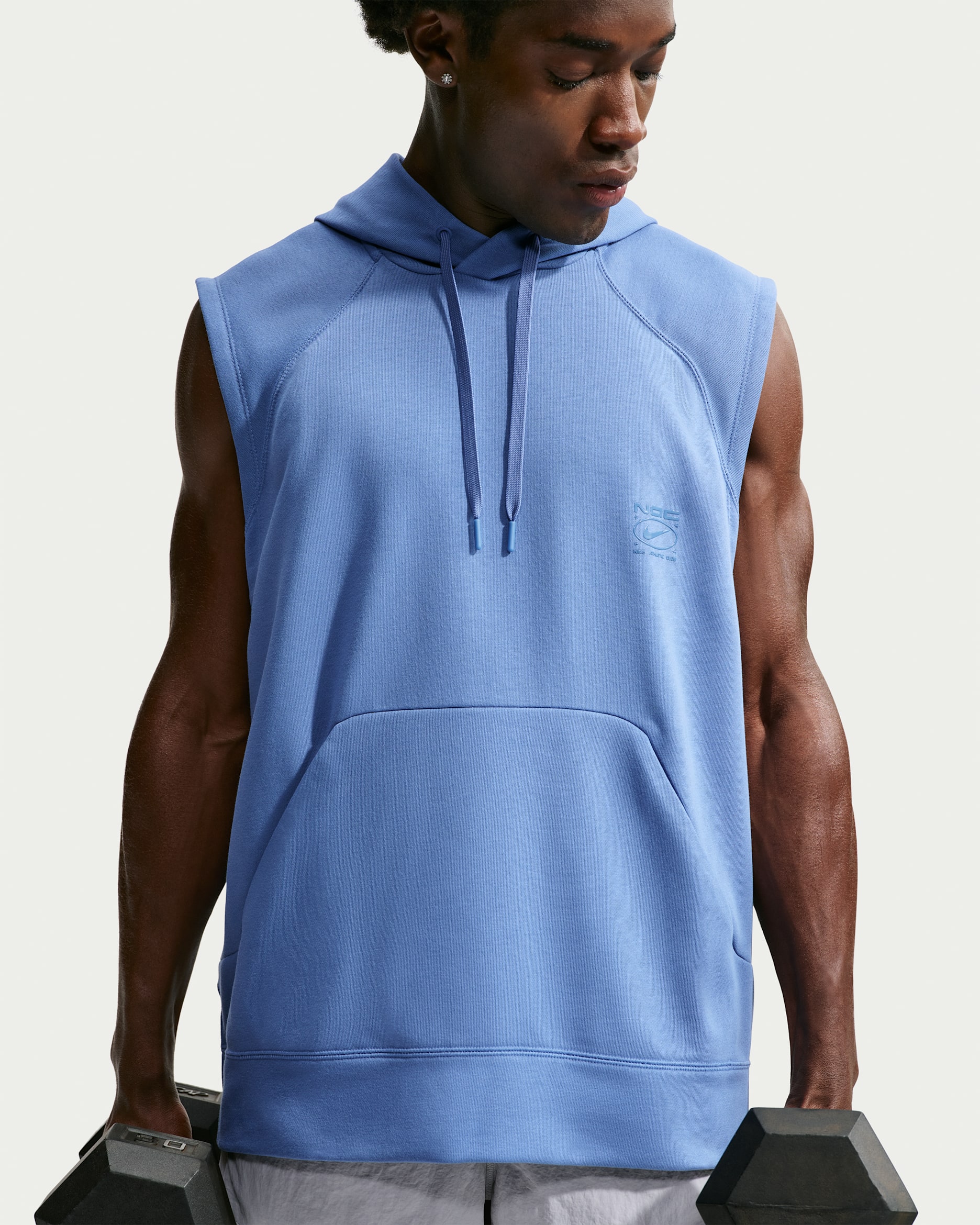 Nike N.A.C. Men's Dri-FIT Fleece Sleeveless Training Hoodie - Indigo Storm/Indigo Storm