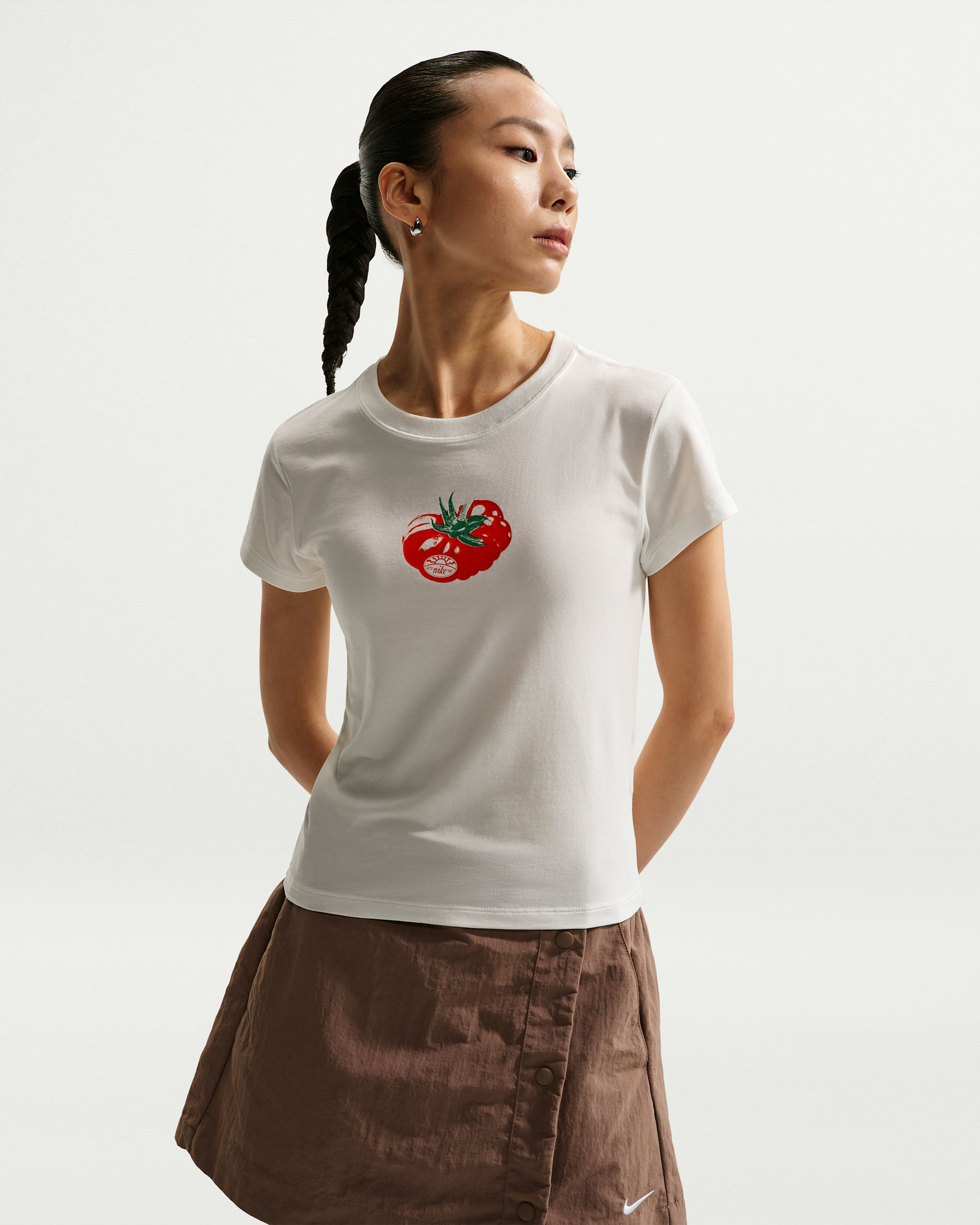 나이키 스포츠웨어 칠 니트 여성 슬림 모드 크롭 티셔츠 - 세일