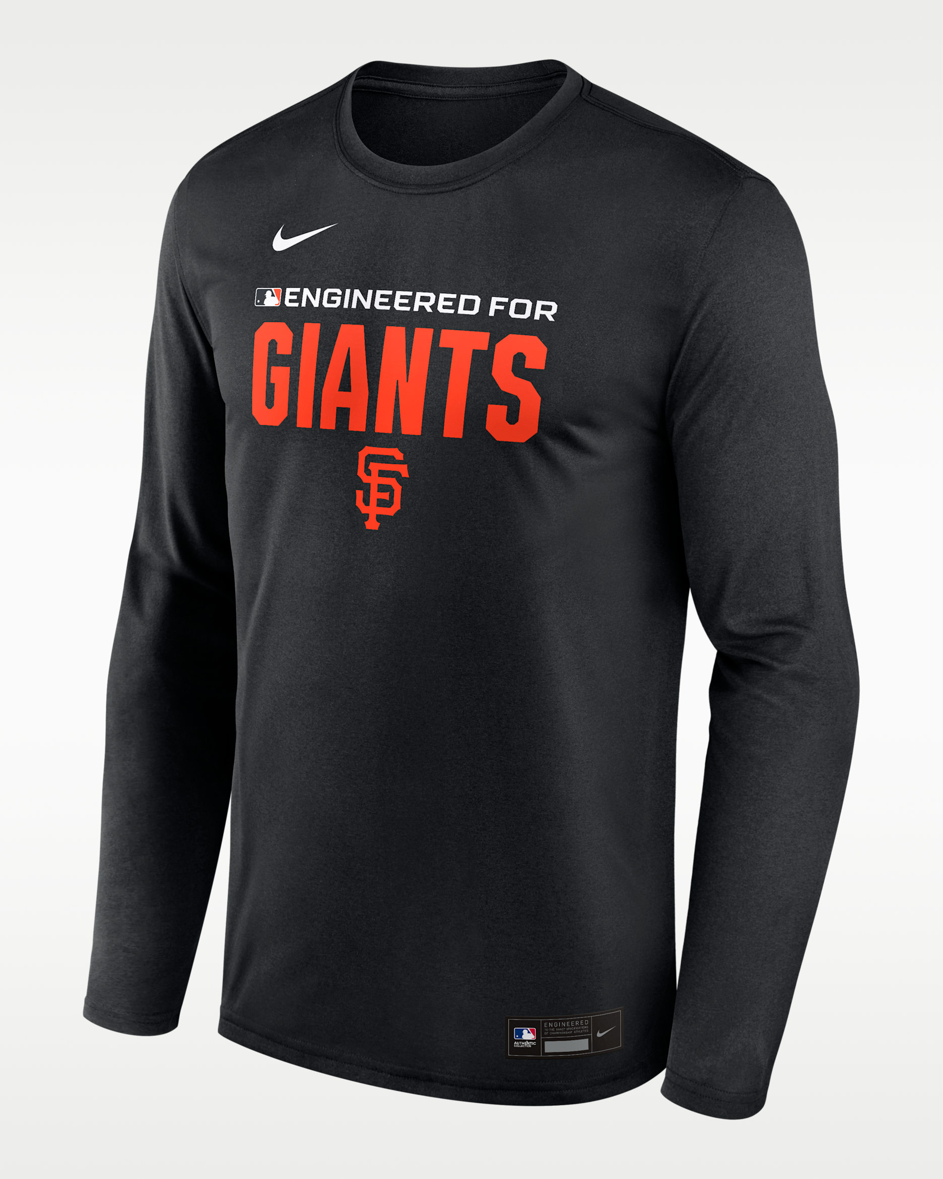 Playera de manga larga Nike Dri-FIT de la MLB para hombre San Francisco Giants Authentic Collection Team Issue - Negro