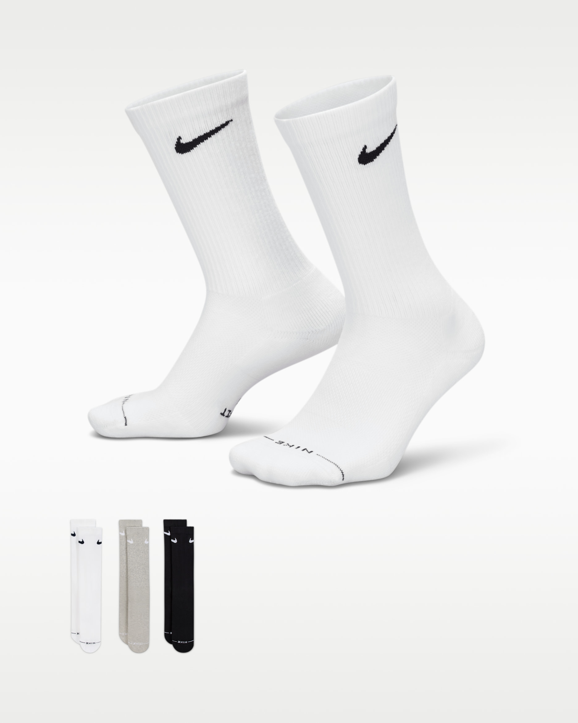 Nike Everyday Elevated Crew Socks (3 Pairs) - Multi-Color