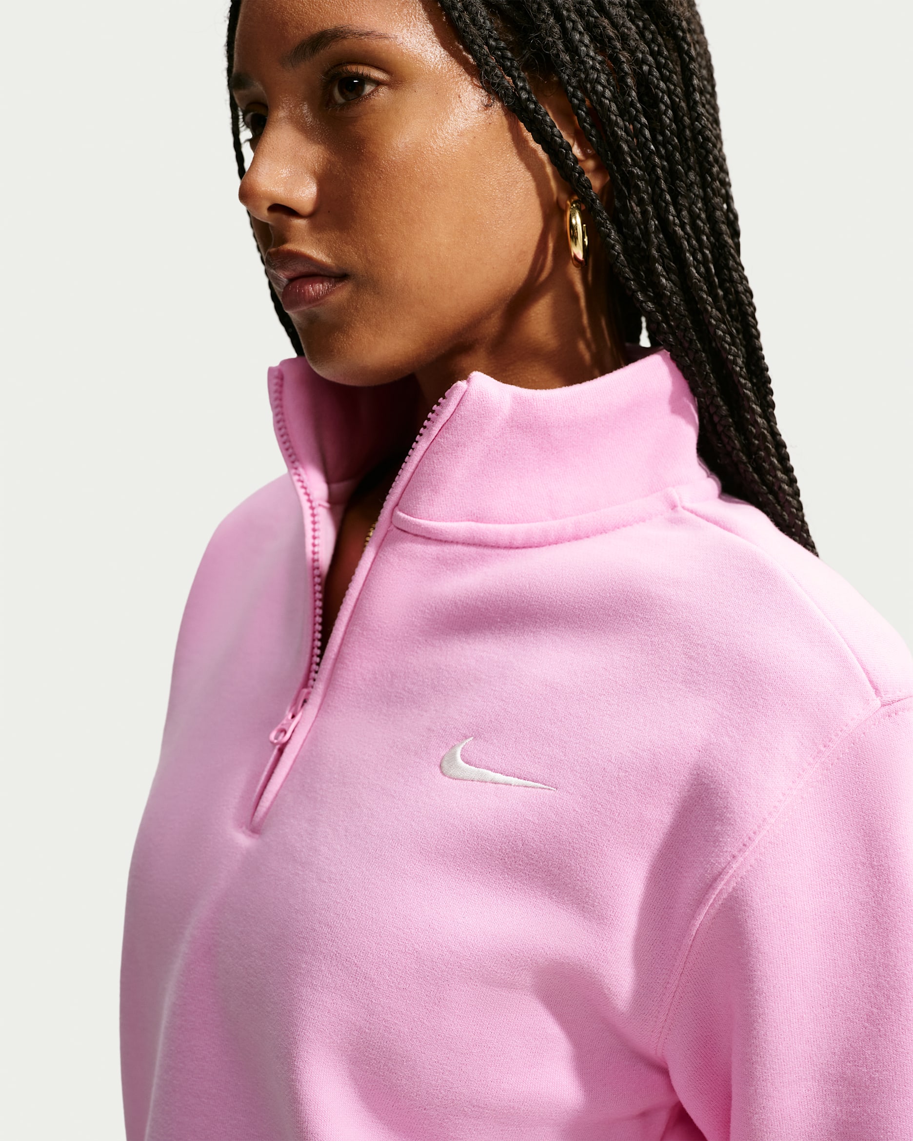 Nike Studio Fleece Medium Weight Women's 1/4-Zip Top - Pink Rise/Sail